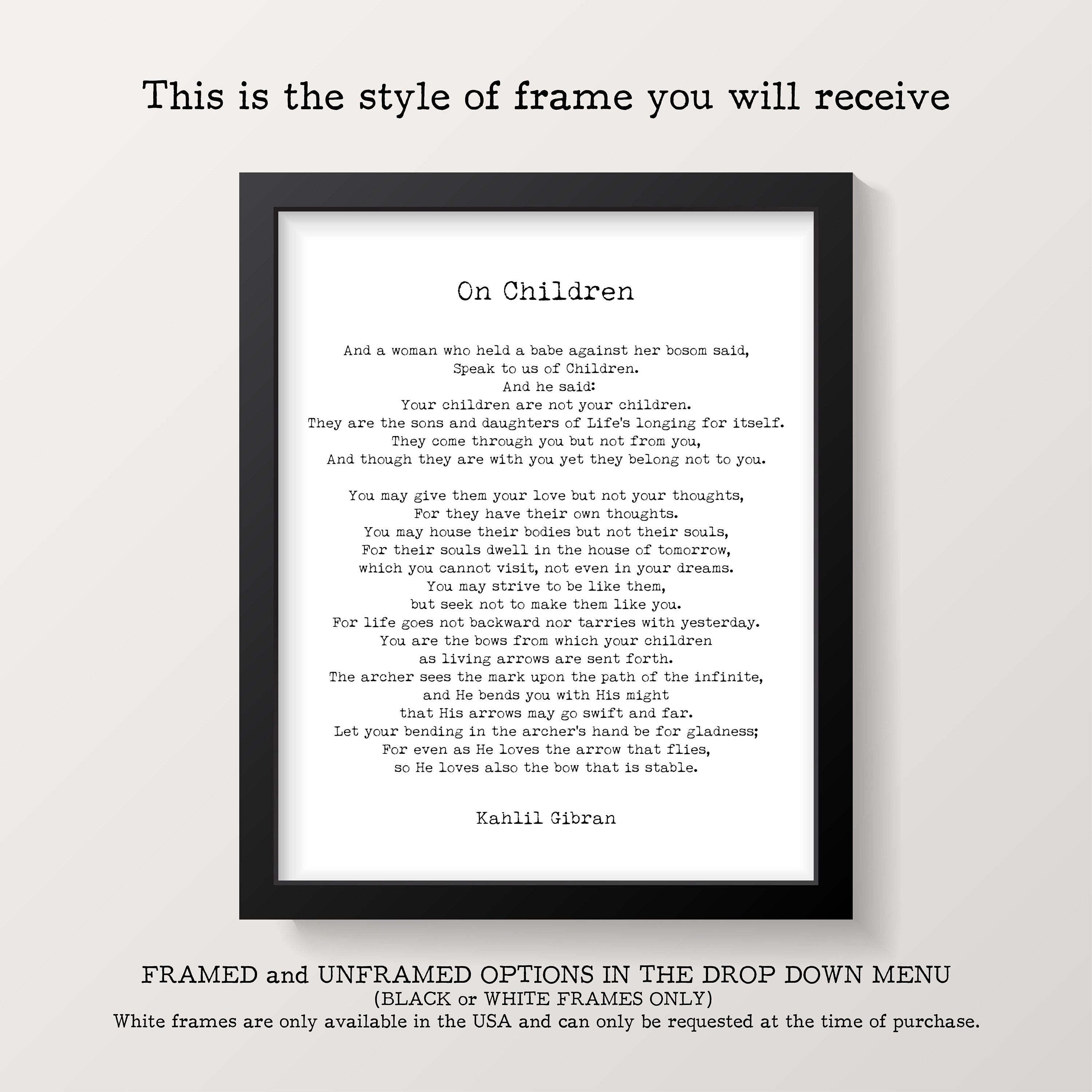 On Pain Kahlil Gibran Poem Wall Art Prints Framed or Unframed in Vintage or Black & White, Poetry Literary Wall Art Decor