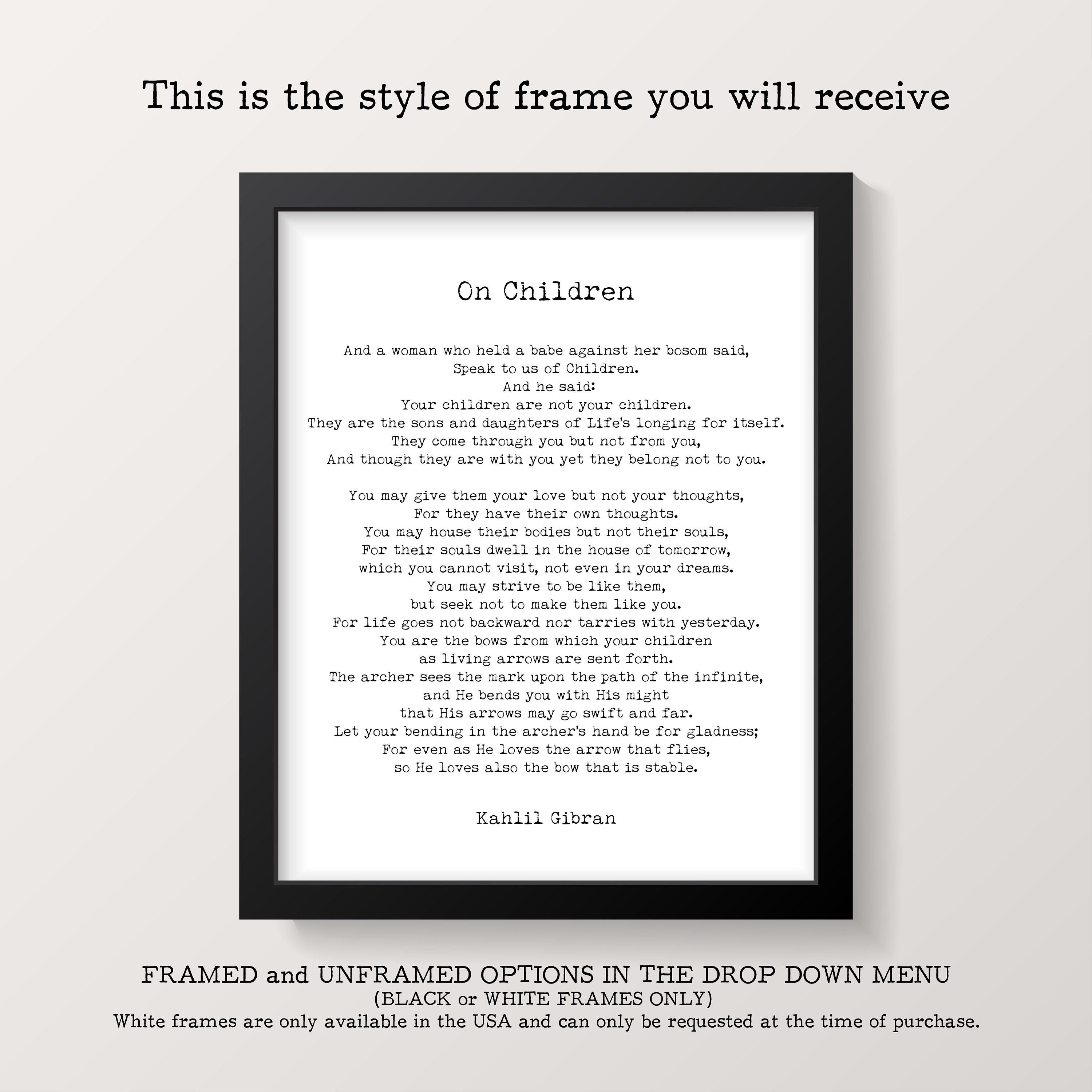 Kahlil Gibran On Marriage Poem Wall Art Print Framed or Unframed with Watercolor Botanical Detail, Love Poetry Literary Wall Art Decor