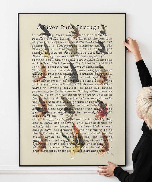 Norman Maclean Fishing Quote Print A River Runs Through It - Framed or Unframed Art