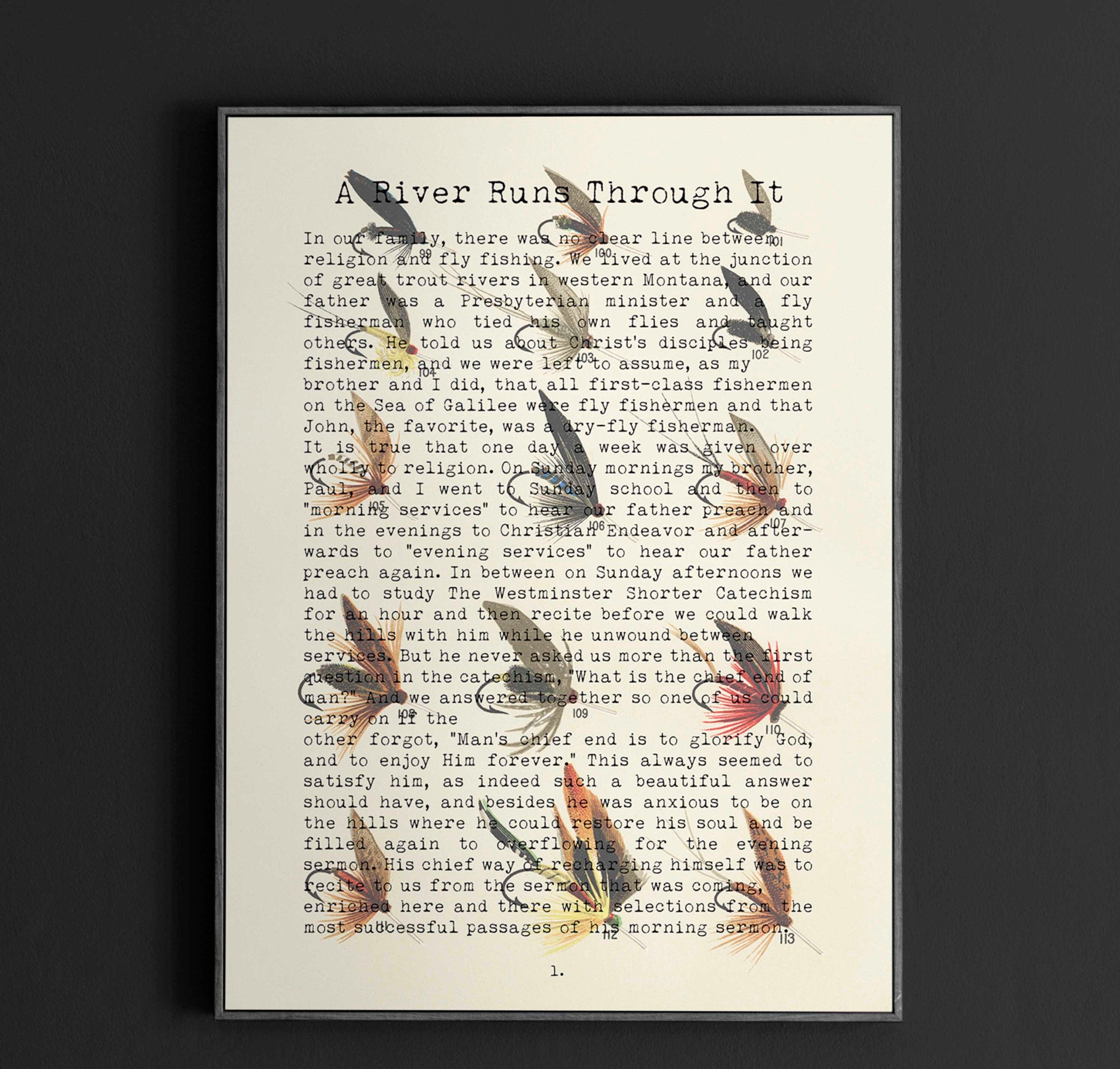 Norman Maclean Fishing Quote Print A River Runs Through It - Framed or Unframed Art