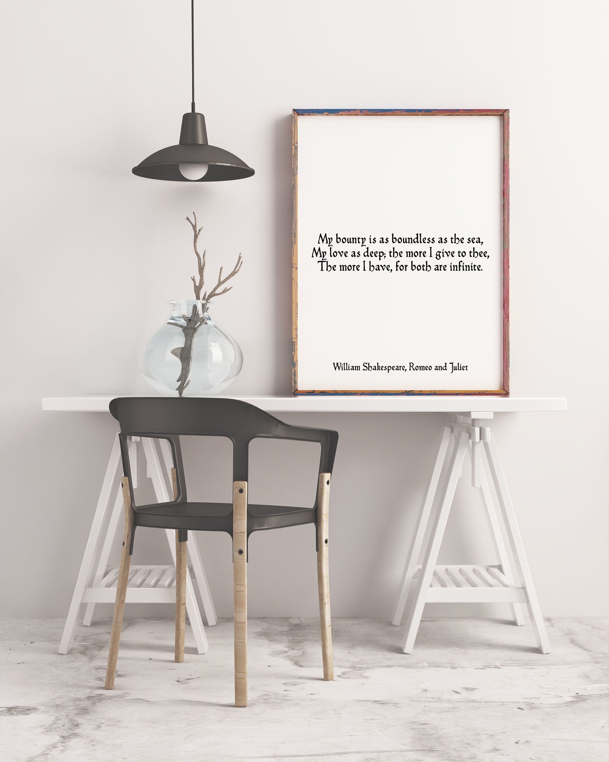 Romeo and Juliet Wall Art Print, Black & White Art