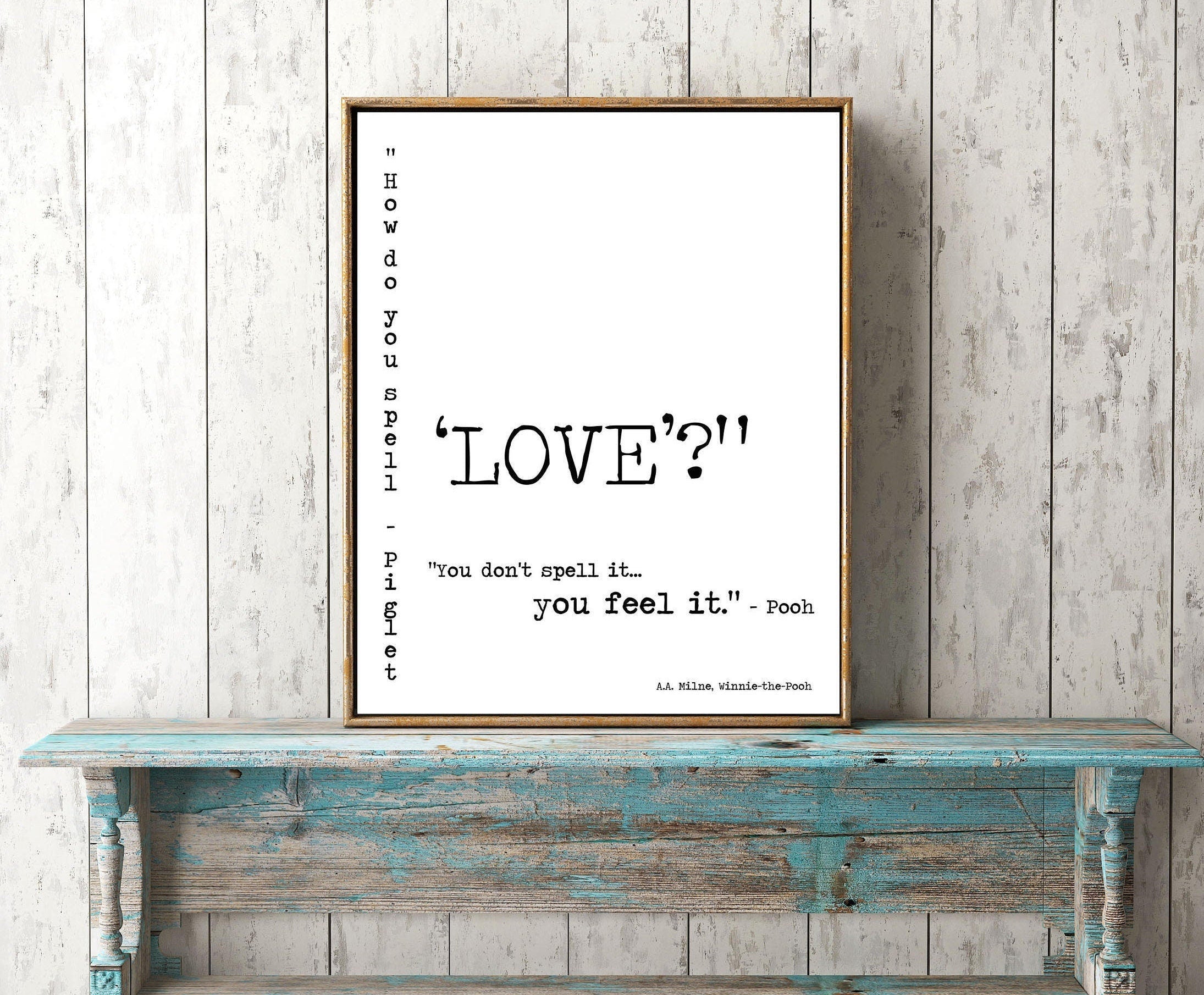 Pooh Quote Romantic Wall Print For Bedroom Decor Or Nursery Art, Winnie The Pooh Art