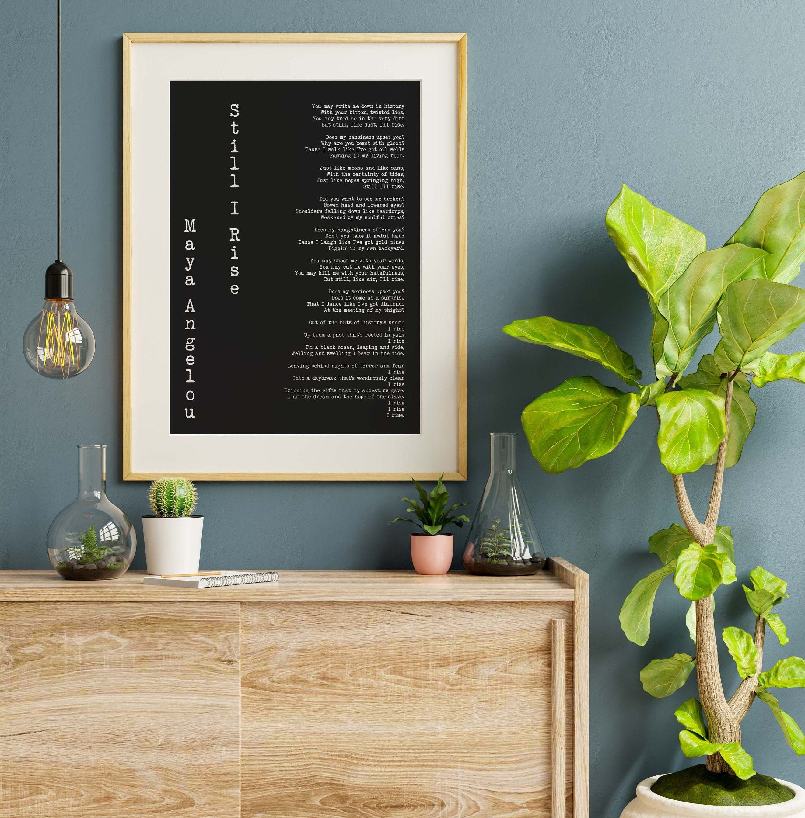 Large Maya Angelou Art Print, Still I Rise Female Bedroom Art Maya Angelou Poem Quote, Feminist Art Unframed or Framed Poetry Wall Art
