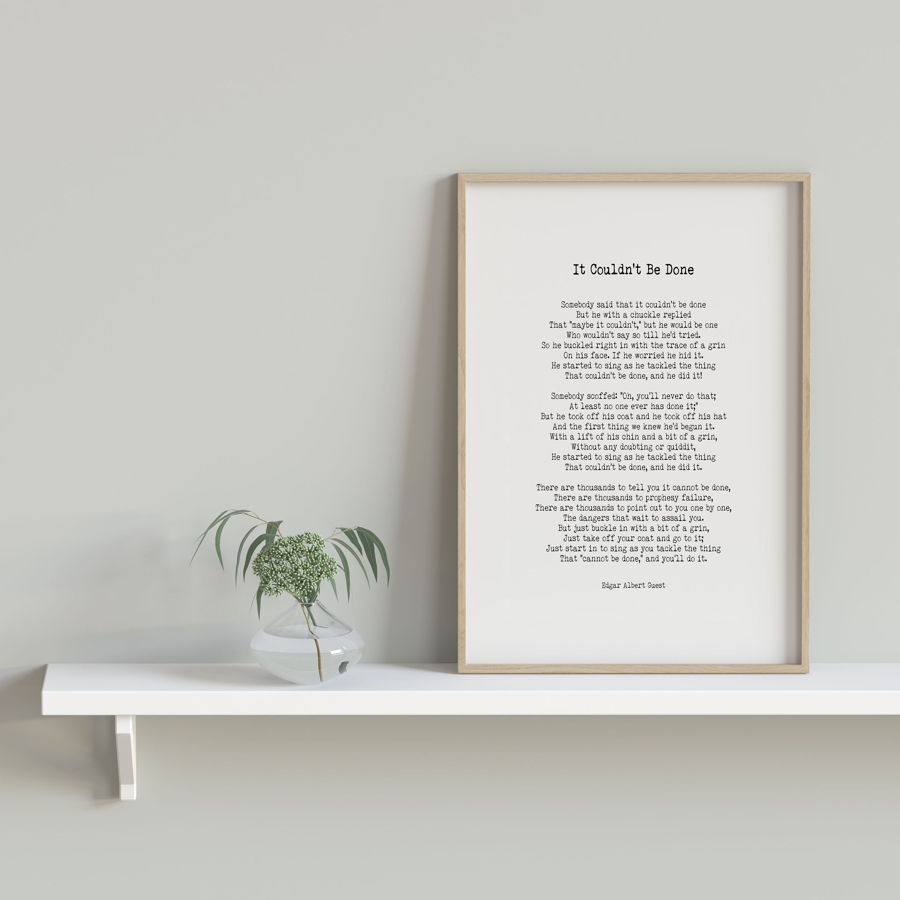 Edgar Albert Guest It Couldn't Be Done Poem, Black & White Poetry Wall Art Prints