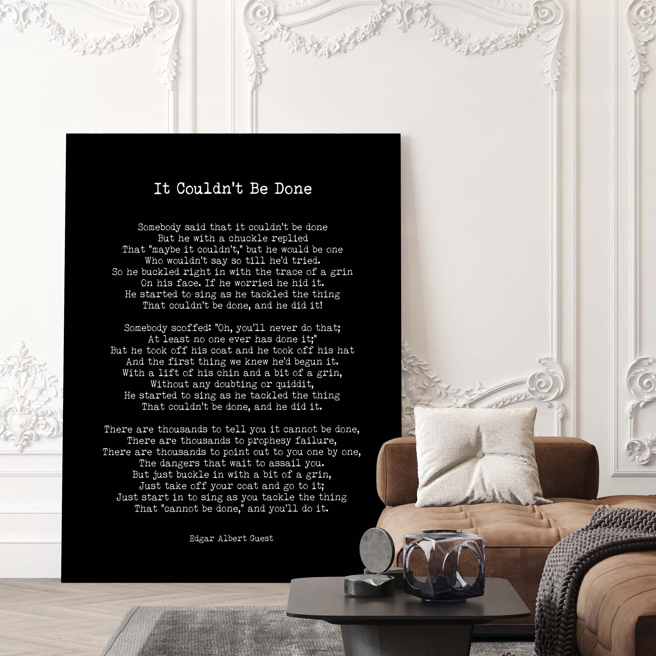 Edgar Albert Guest It Couldn't Be Done Poem, Black & White Poetry Wall Art Prints