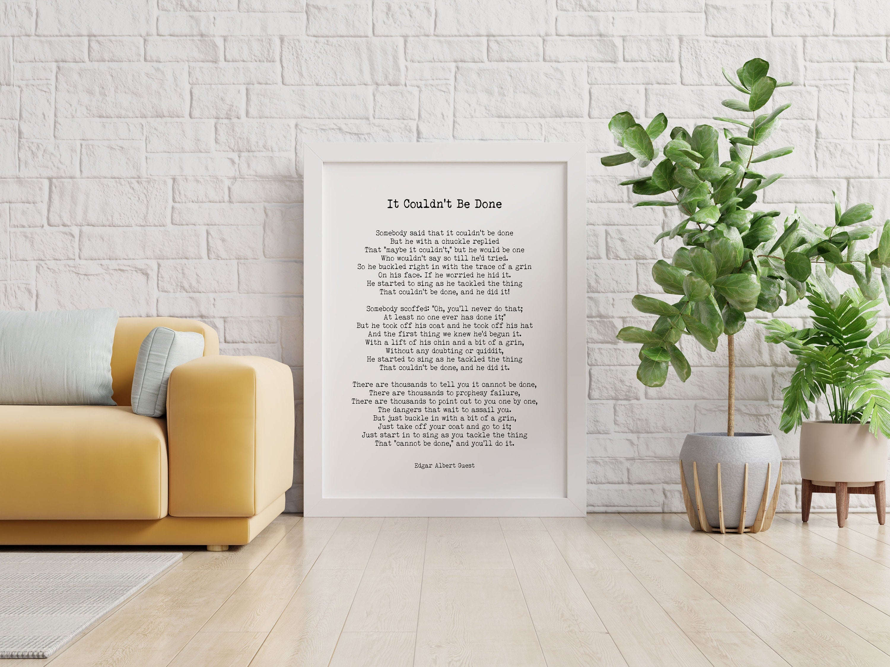 Edgar Albert Guest It Couldn't Be Done Poem, Black & White Poetry Wall Art Prints