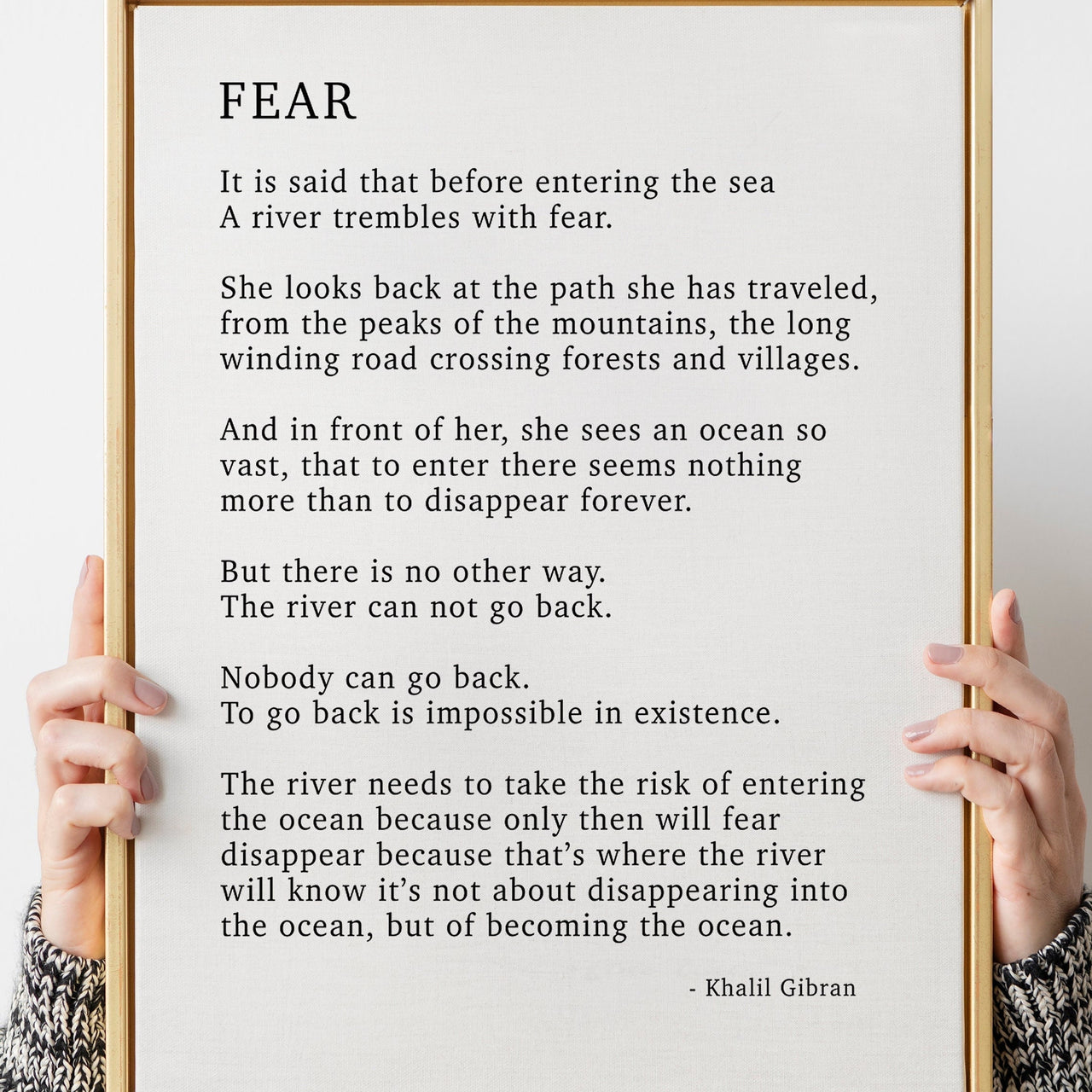 FEAR by KAHLIL GIBRAN Poem - Poetry Decor, Poem Print