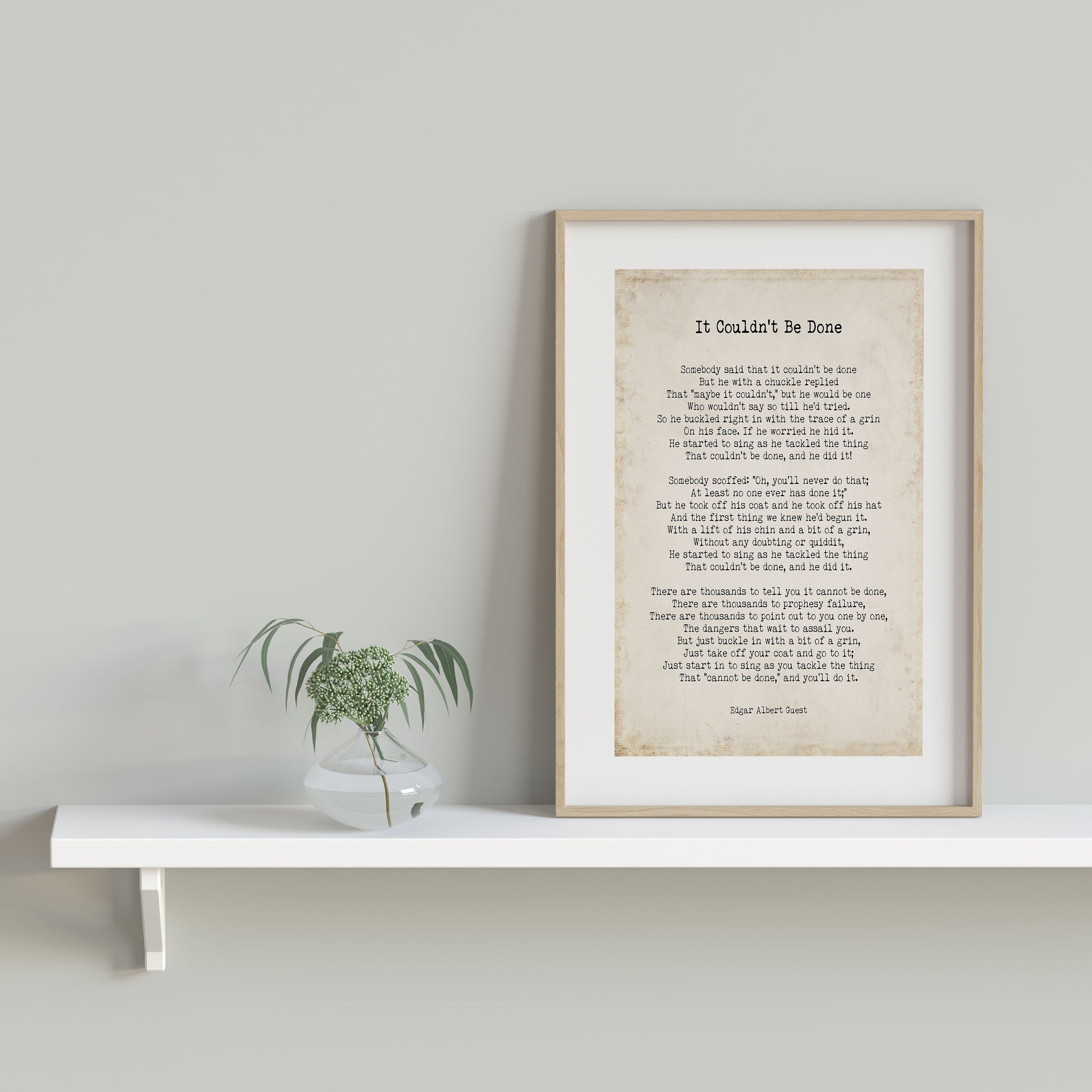 Edgar Albert Guest It Couldn't Be Done Poem, Black & White Poetry Wall Art Prints