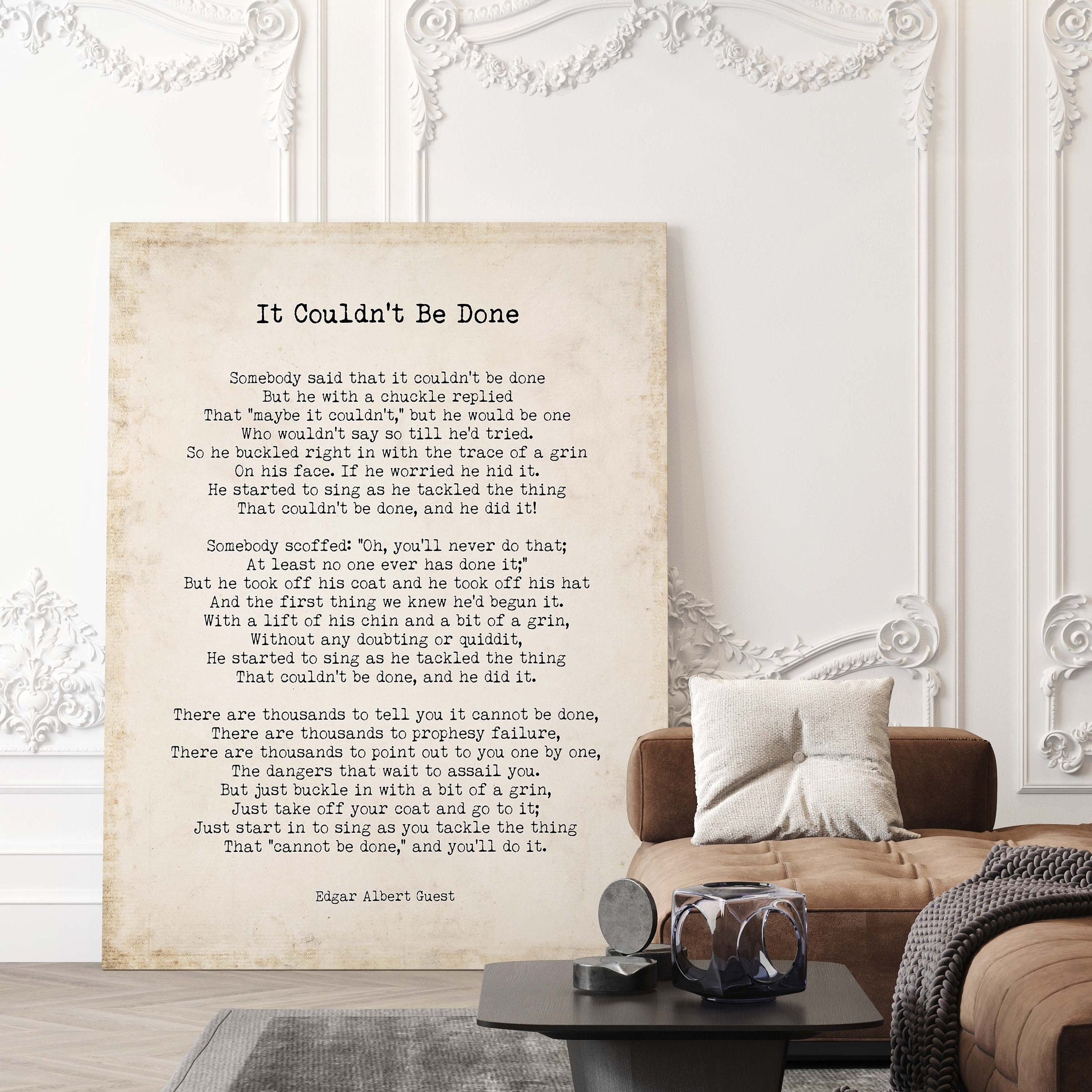Edgar Albert Guest It Couldn't Be Done Poem, Black & White Poetry Wall Art Prints
