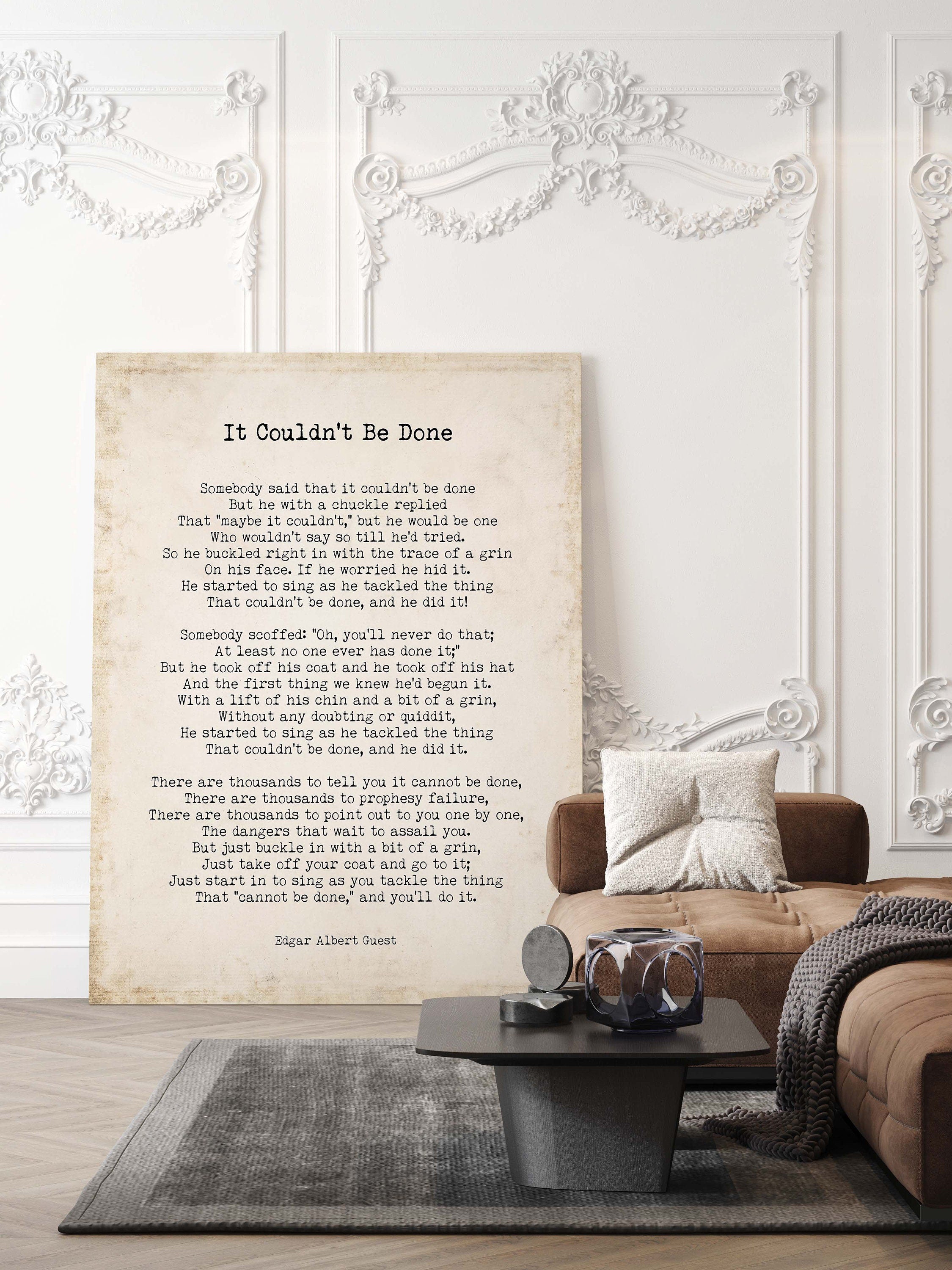 Edgar Albert Guest It Couldn't Be Done Poem, Black & White Poetry Wall Art Prints