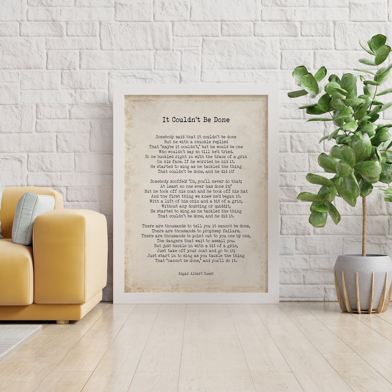 It Couldn't Be Done Edgar Albert Guest Poem, Vintage Black & White Poetry Wall Art Prints