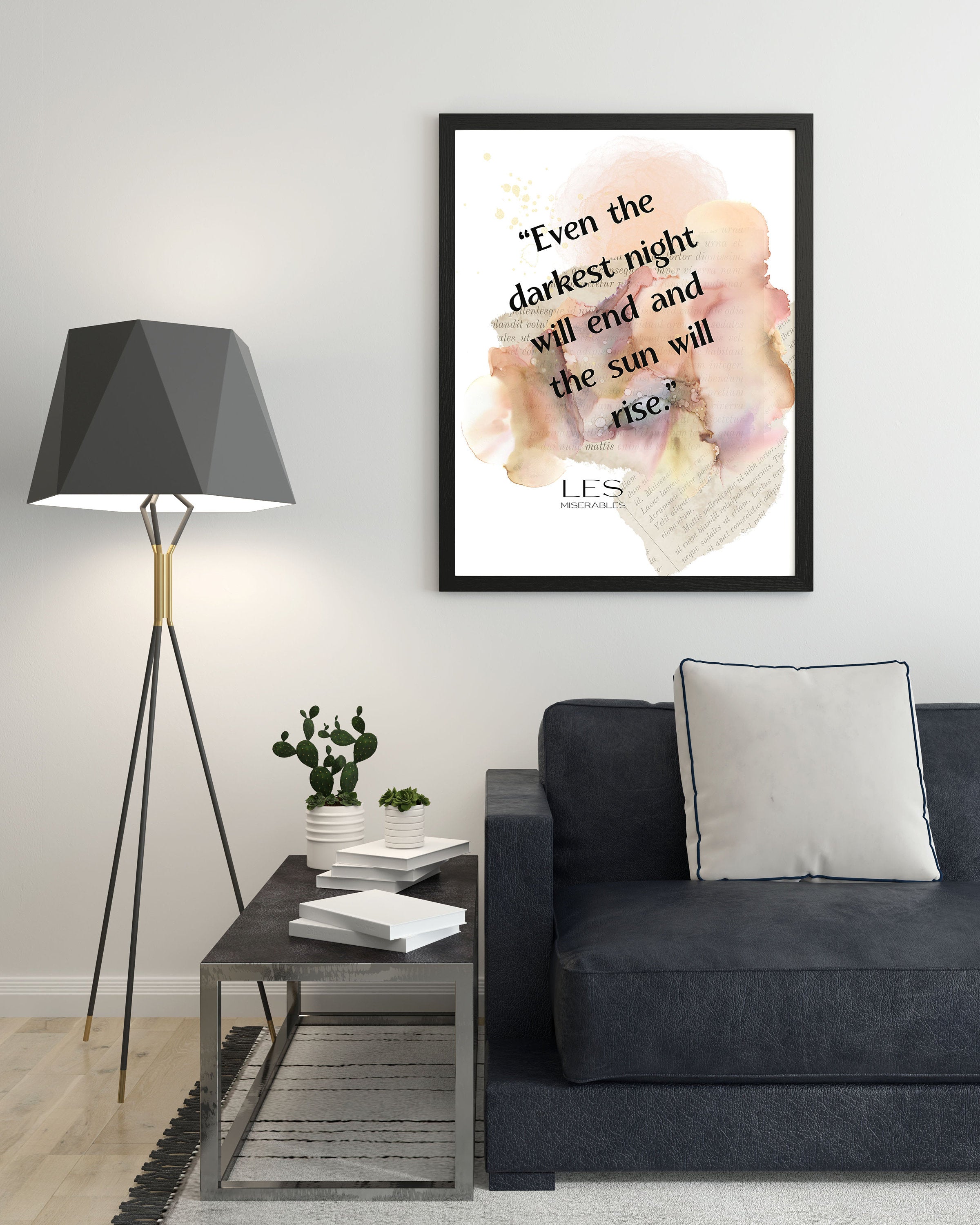 Les Miserable Quote Print Even The Darkest Night Will End, Victor Hugo Inspirational Quote Wall Art Prints Framed or Unframed