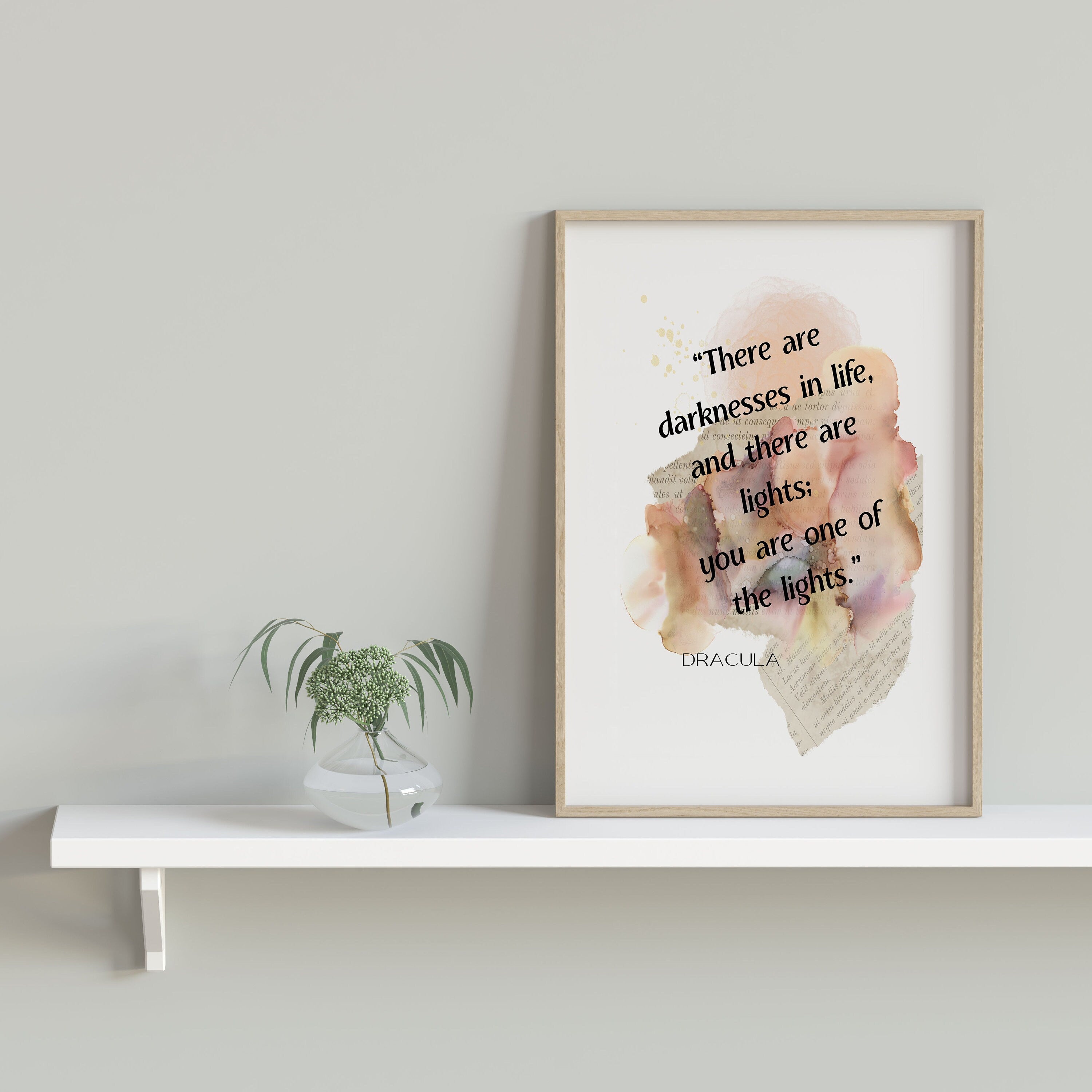 Dracula Quote Print You Are The Light, Bram Stoker Inspirational Quote Wall Art Prints Framed or Unframed