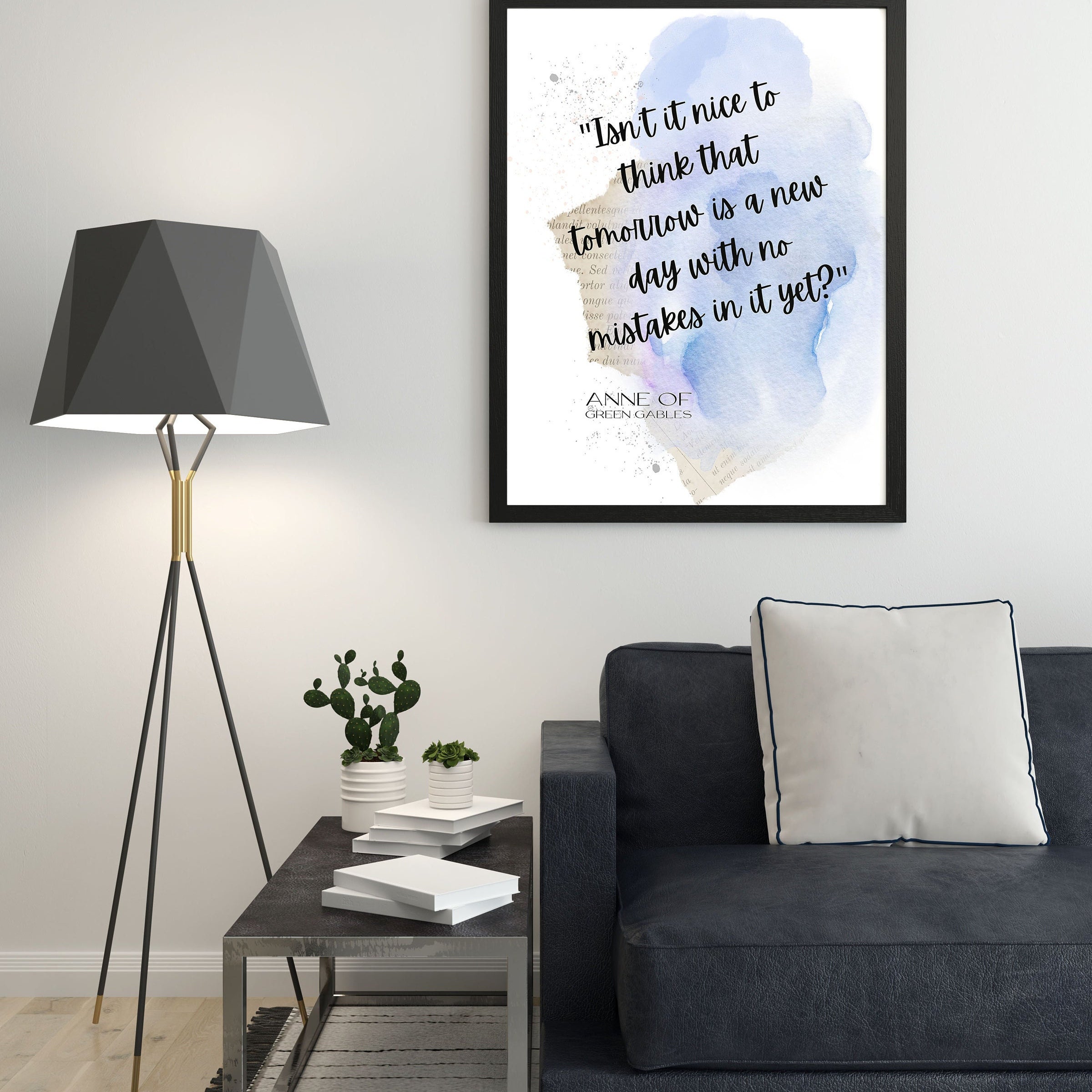 Anne of Green Gables Quote Print LM Montgomery, Tomorrow is a New Day With No Mistakes Inspirational Quote Wall Art Prints Framed / Unframed