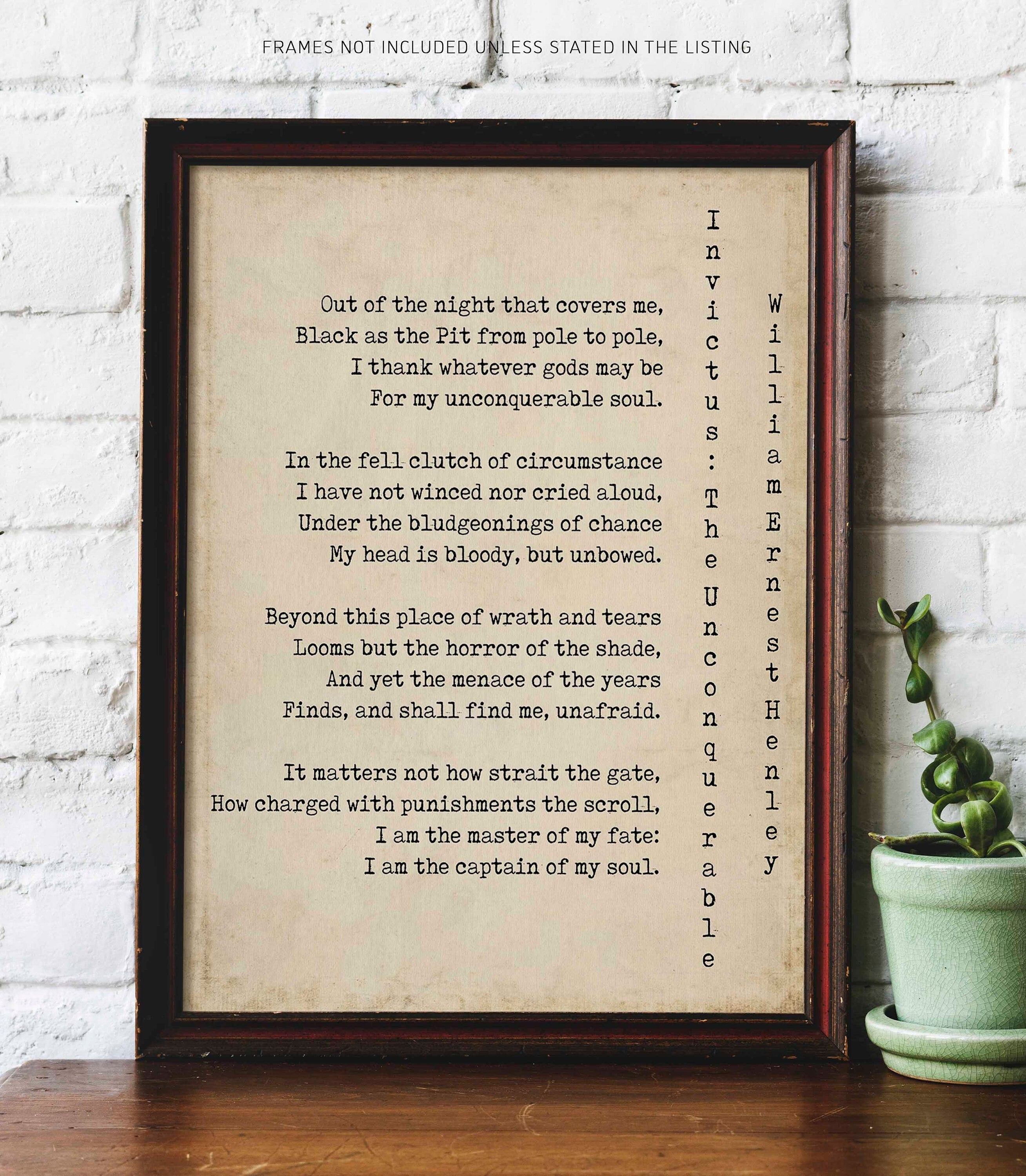 Invictus Print, I Am The Master Of My Fate Motivational Poster Inspiring Print