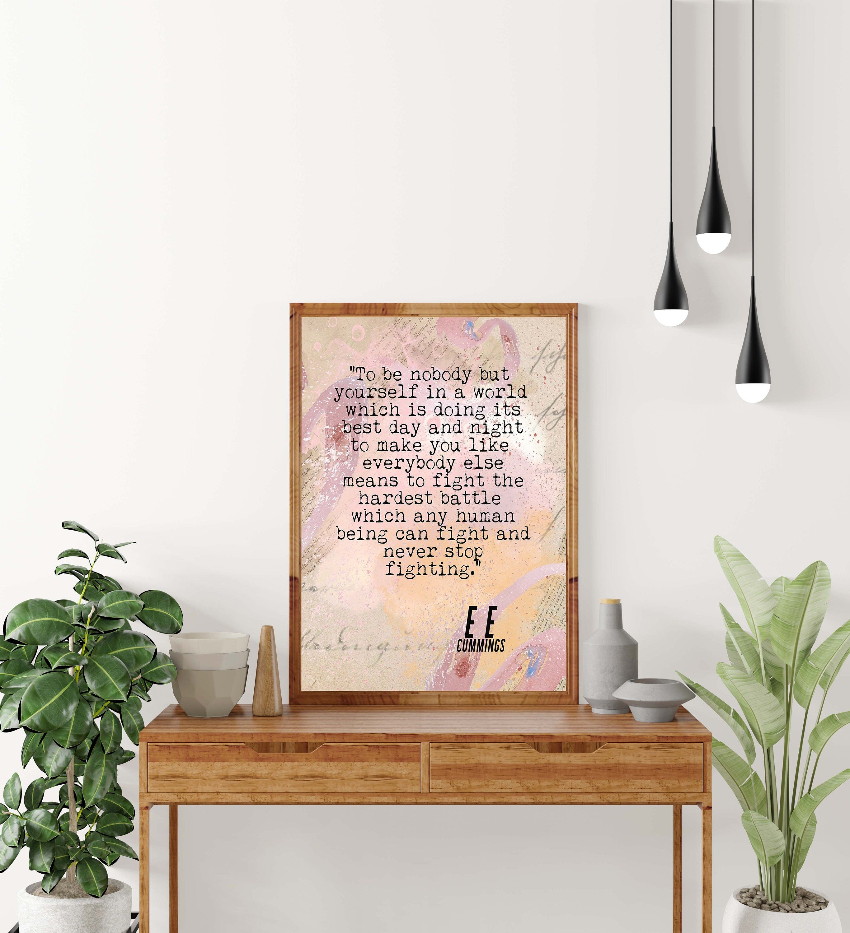 ee cummings Quote Print To Be Nobody But Yourself Inspirational Quote Wall Art Prints Framed or Unframed