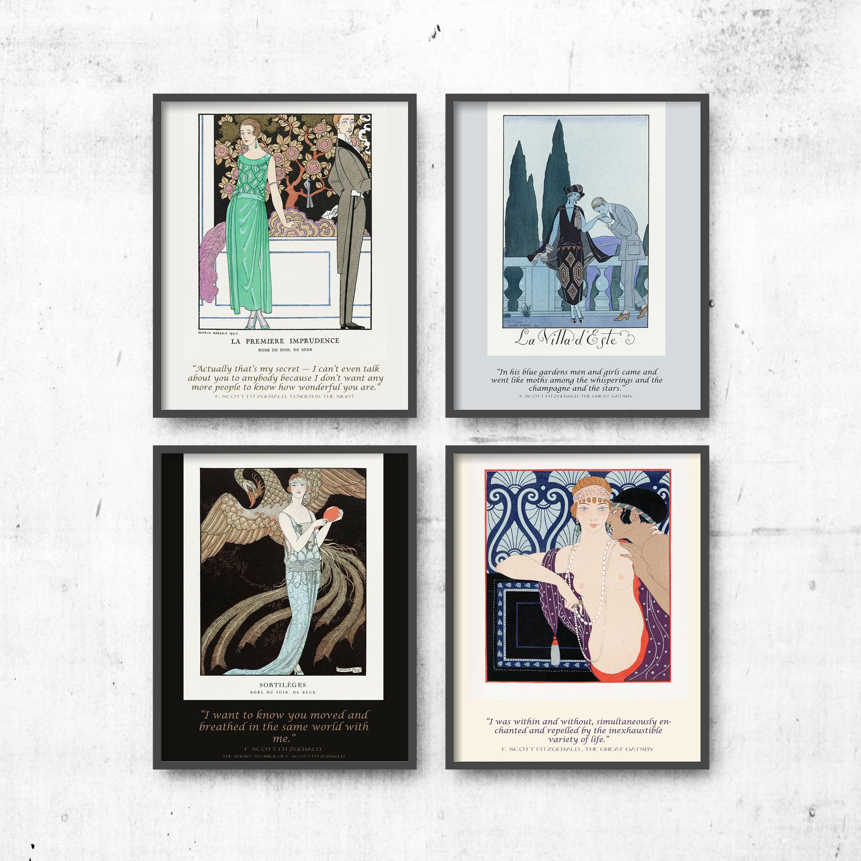 F Scott Fitzgerald Quote Prints Set of 4, Gallery Wall Set for Home Decor