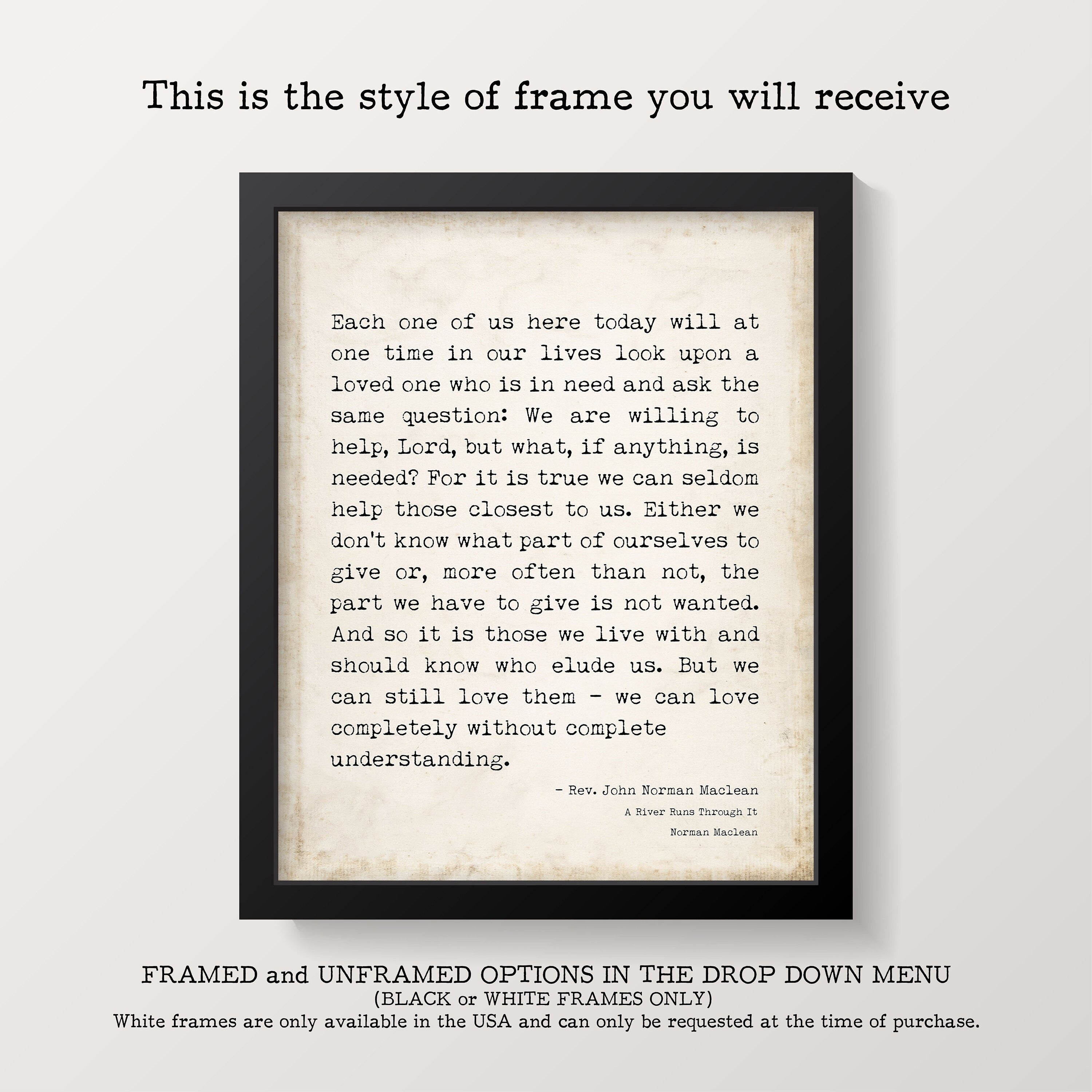 A river runs through it, Norman Maclean Quote Print Fly fishing Decor art