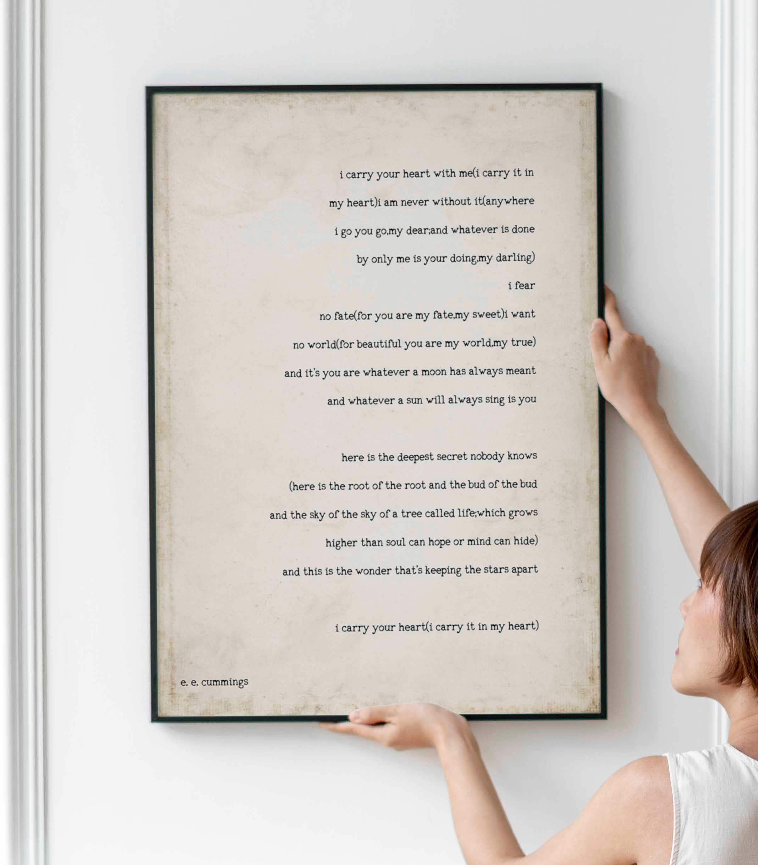 i carry your heart, poem by E E Cummings print