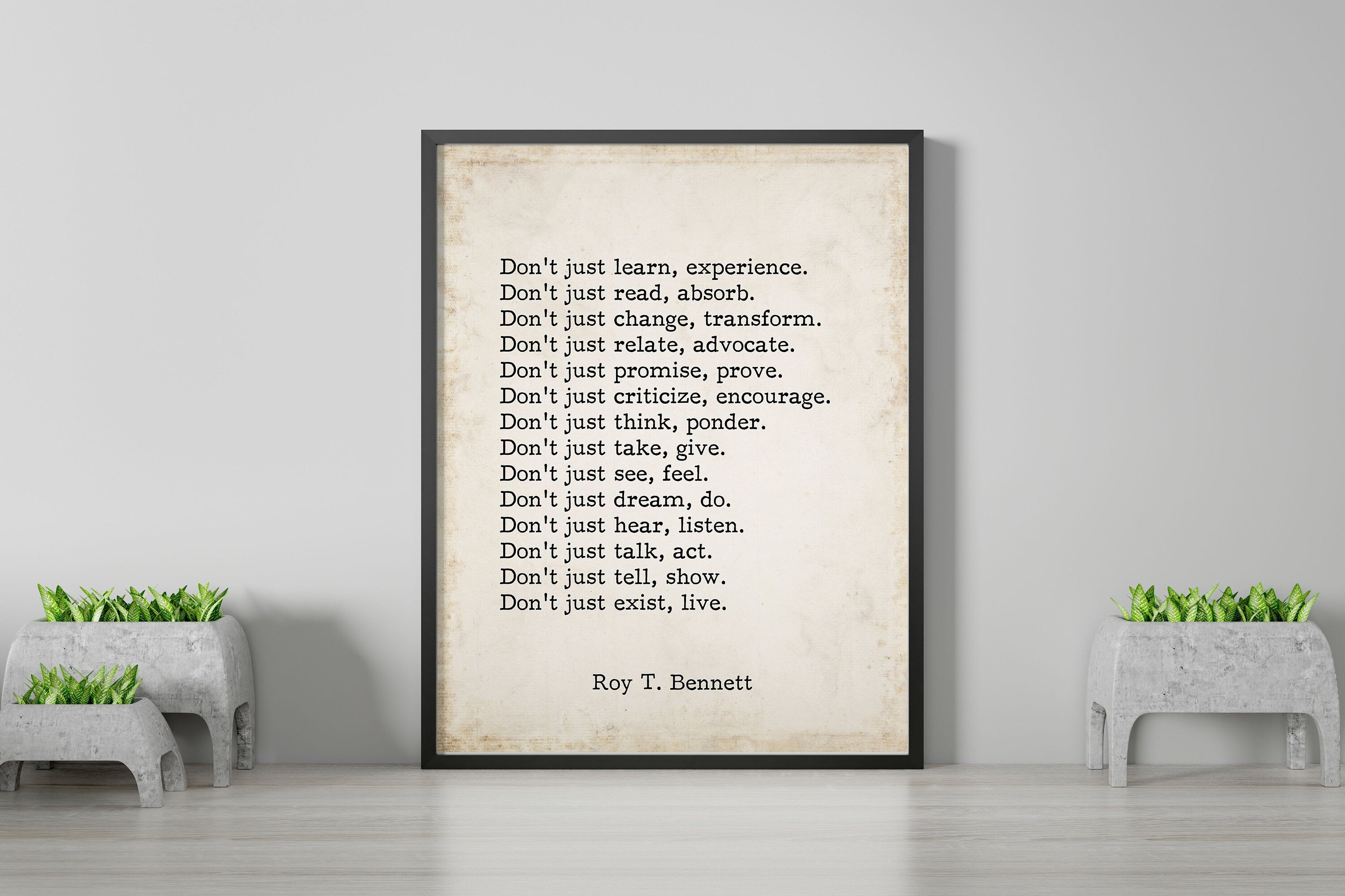Roy T Bennett Quote Literary Art Print, Don't Just Read Poster in Black & White and Vintage for Home Wall Decor