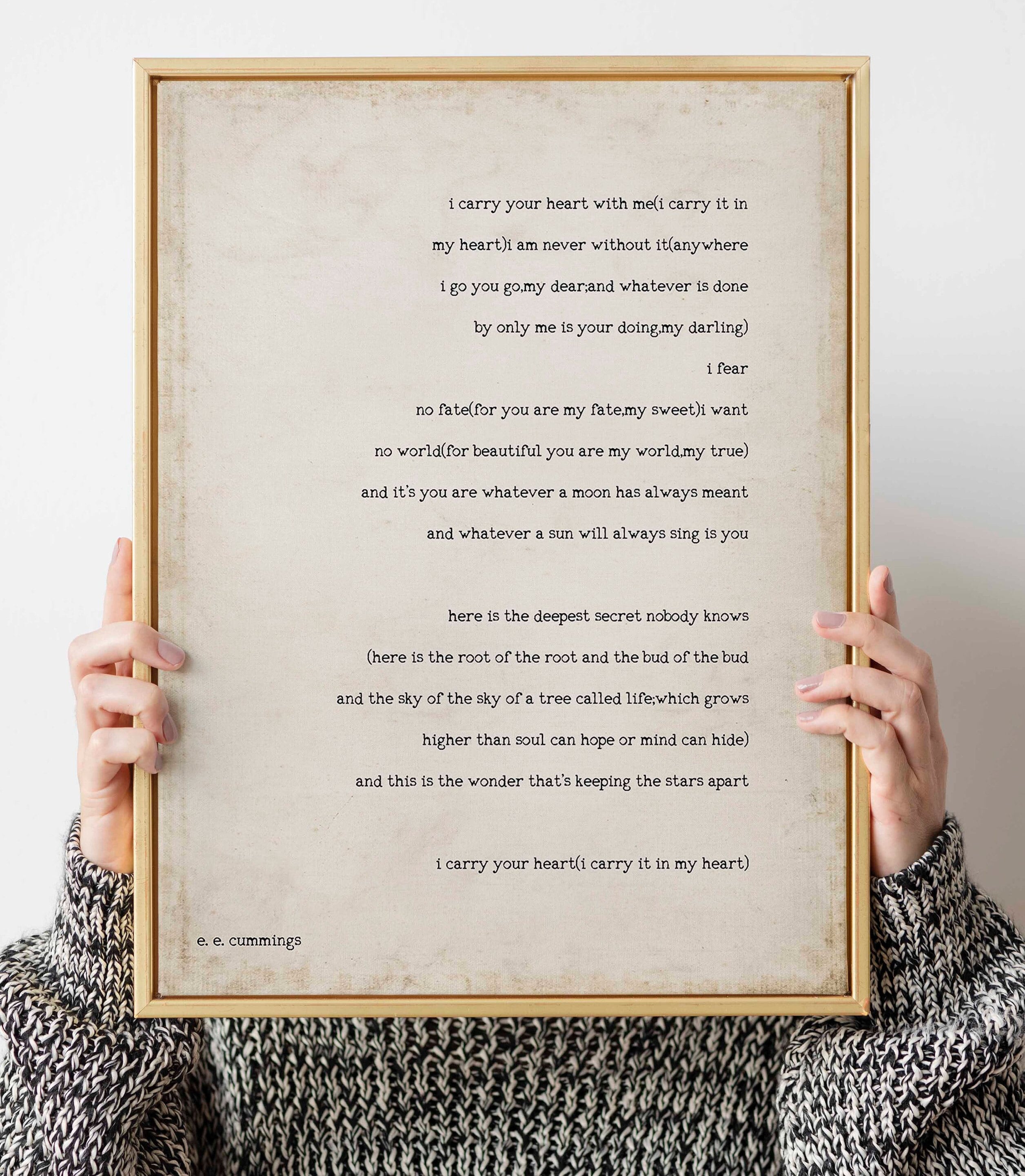 i carry your heart, poem by E E Cummings print