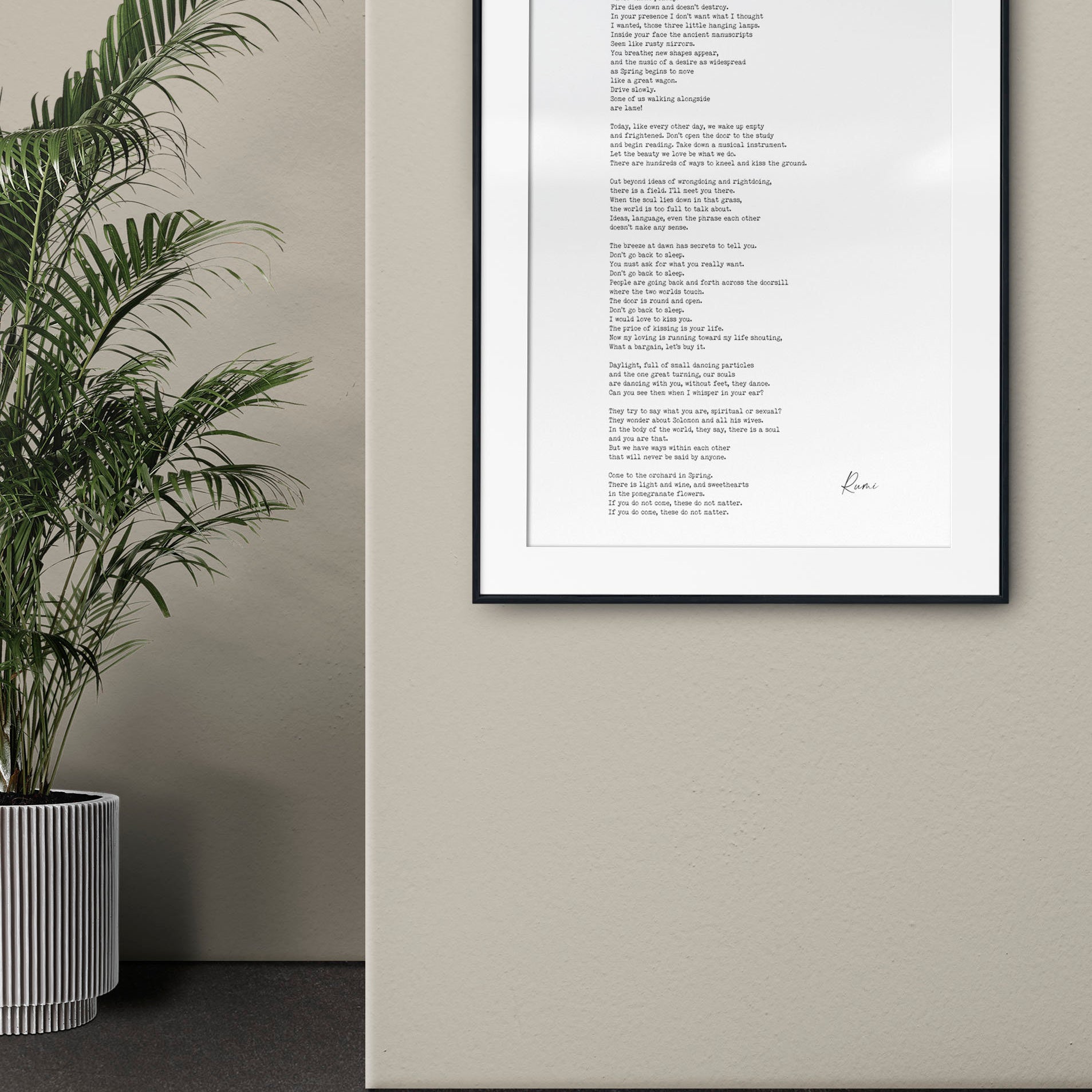 A Great Wagon Rumi Inspirational Poem Wall Art, I’ll meet you there Minimalist Print Wall Decor