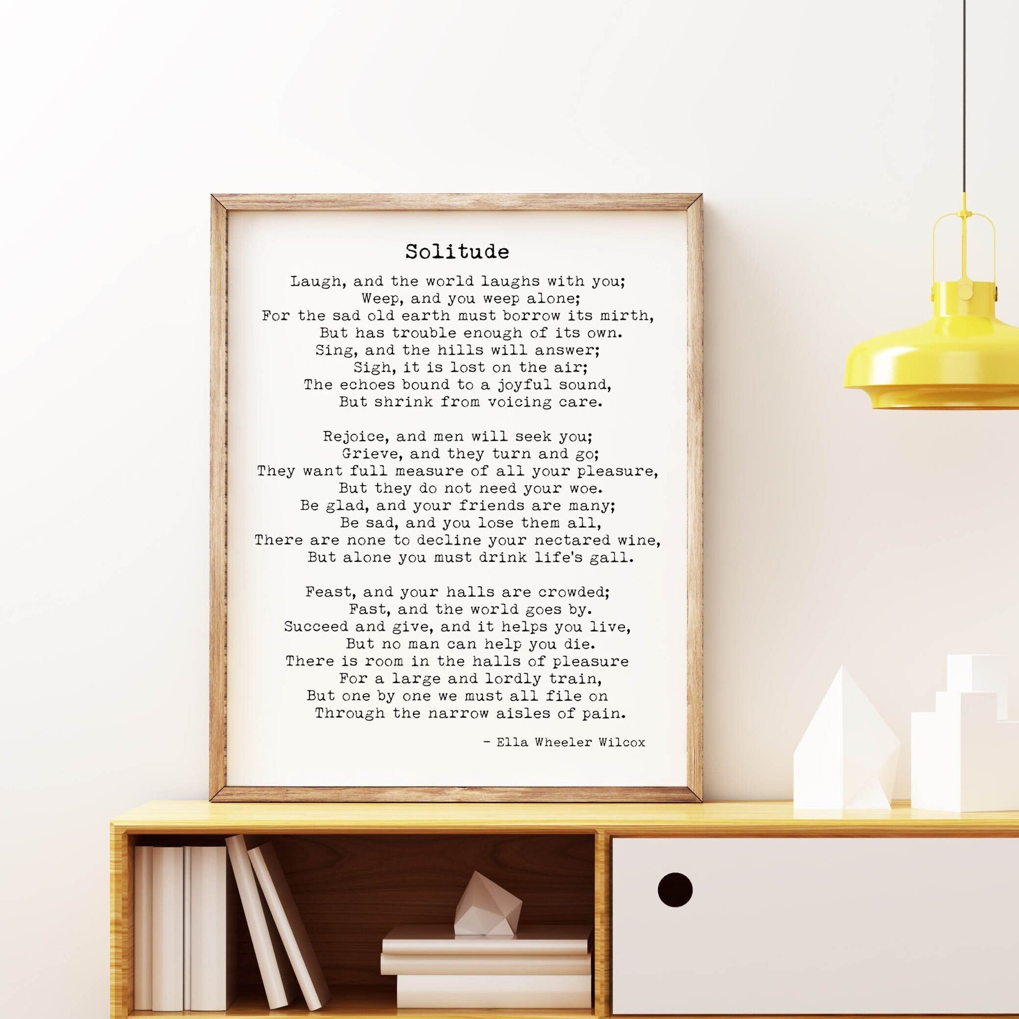 Solitude Poem Print, Laugh And The World Laughs With You Ella Wheeler Wilcox Poem Print