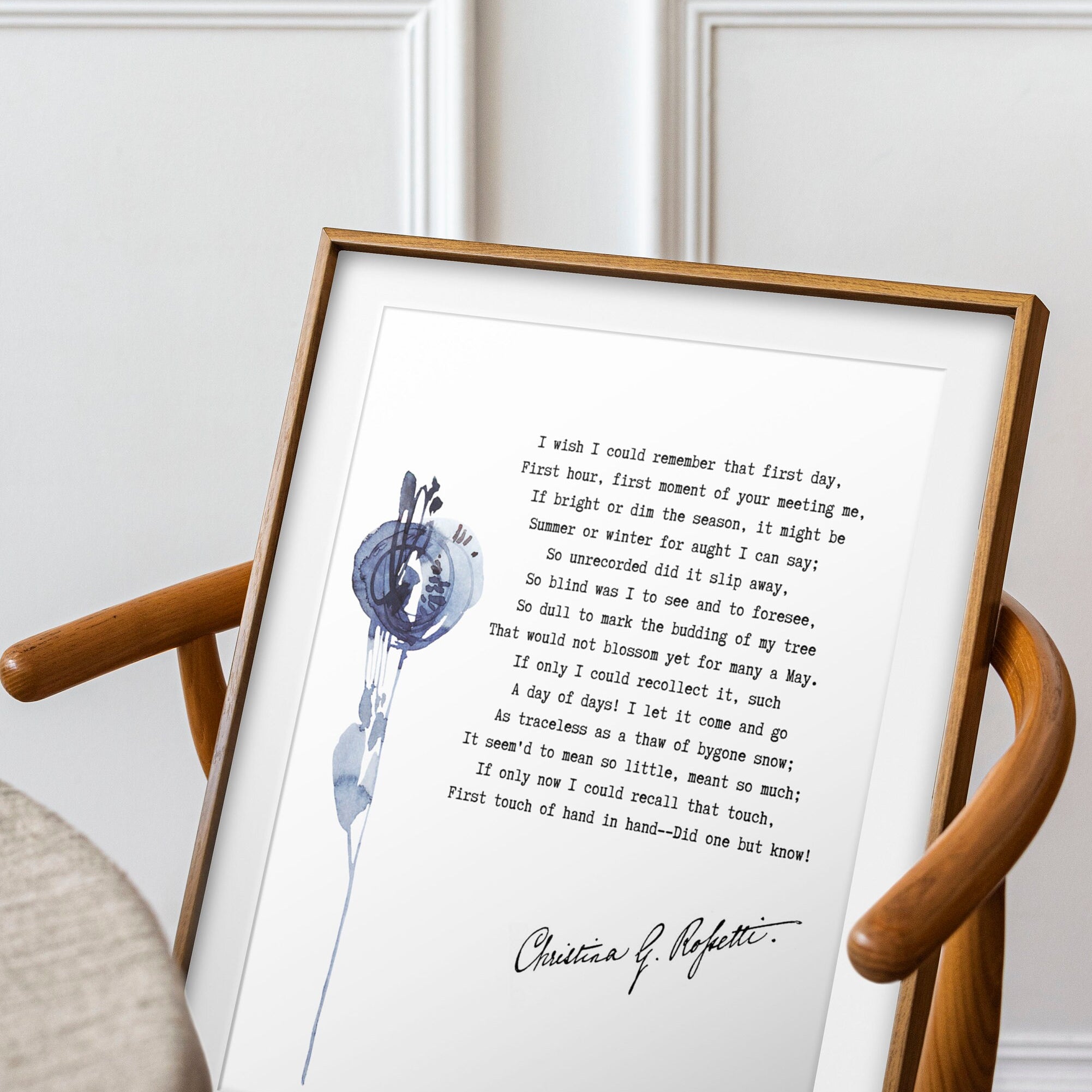 I wish I could remember Poem Print, Christina Rossetti Wedding Anniversary Gift Wall Art