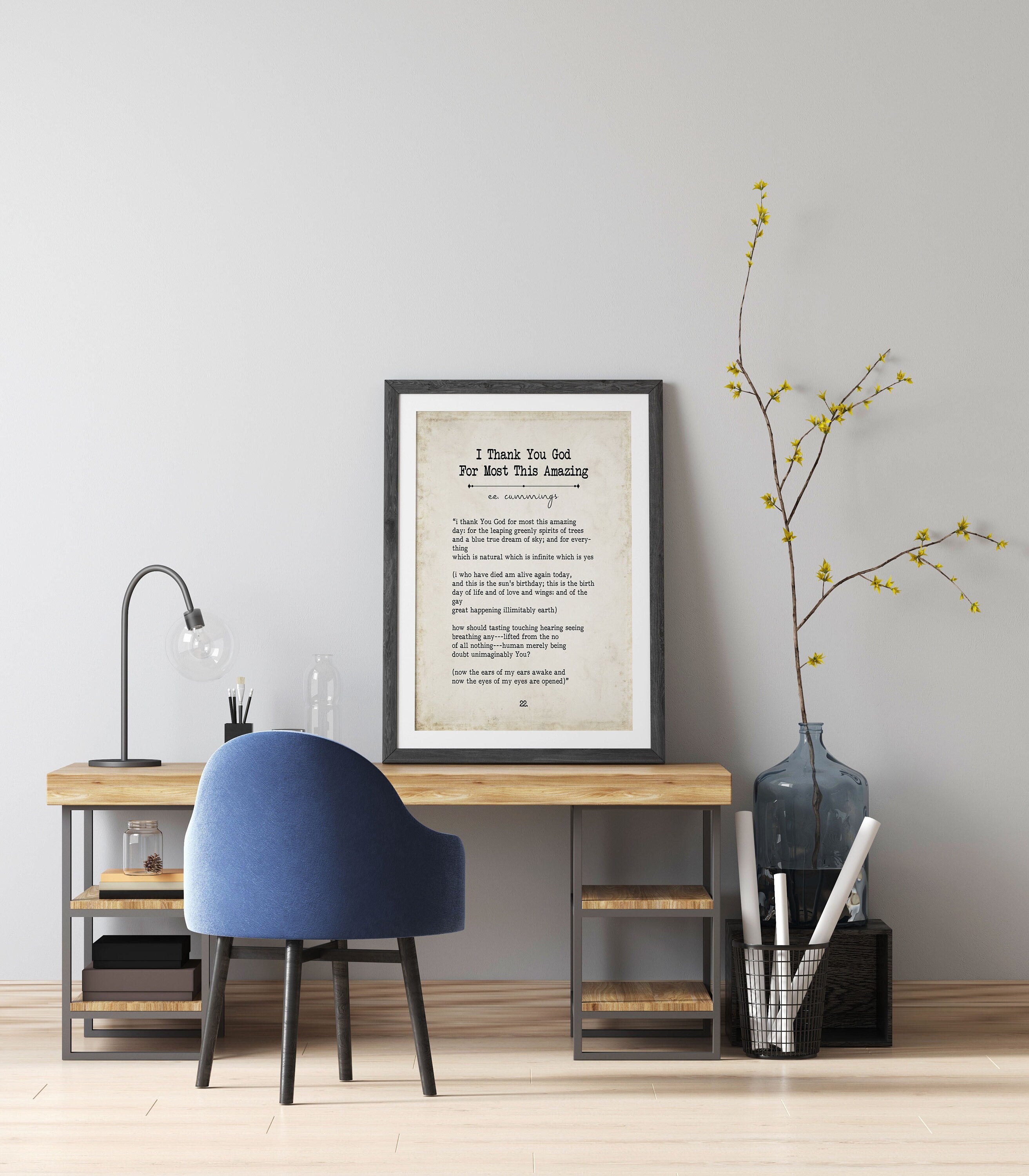 E E Cummings Book Page Inspirational Wall Art, i thank You God for most this amazing Poem Vintage Style Print Wall Decor