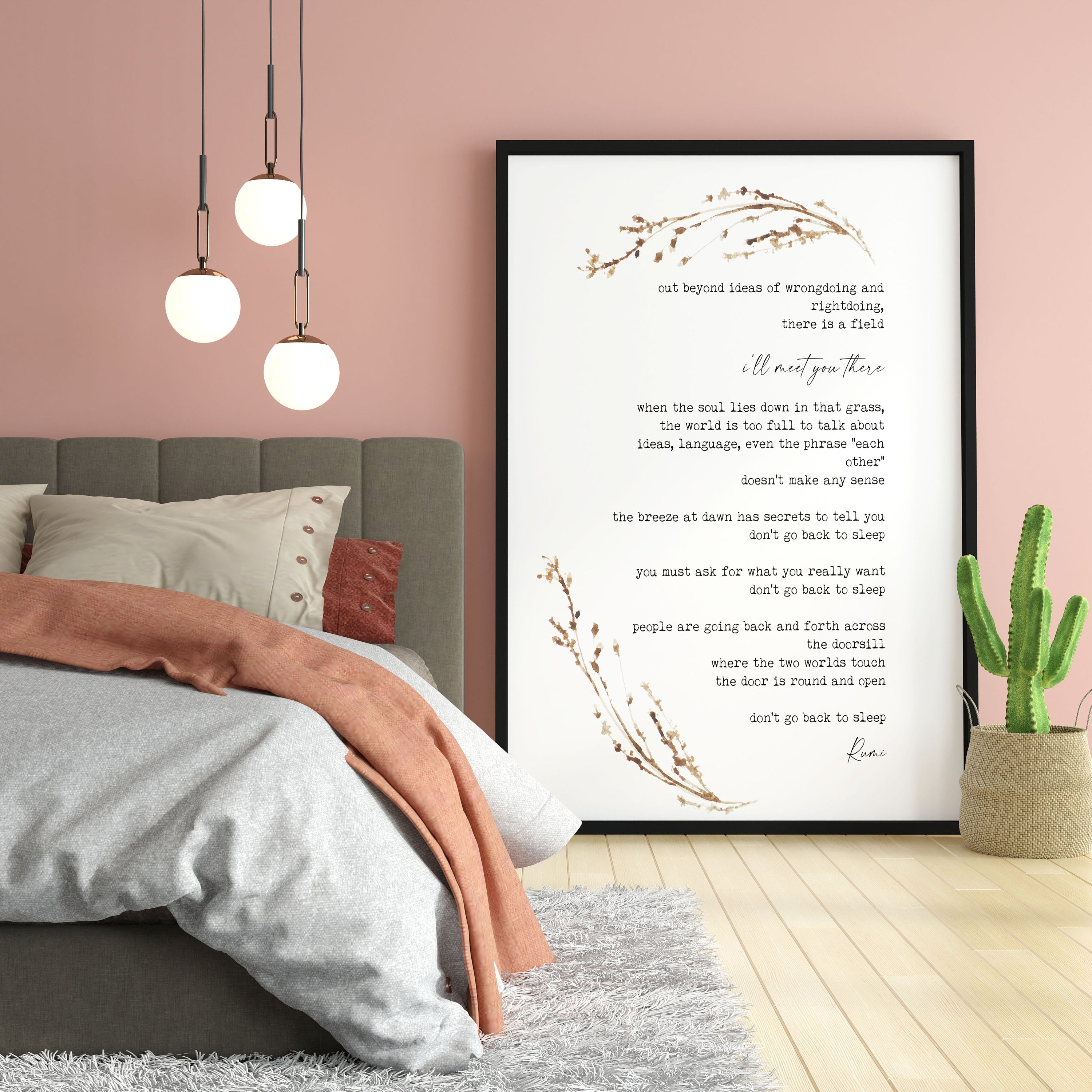 Rumi Inspirational Poetry Wall Art, I’ll meet you there Poem Minimalist Print Wall Decor
