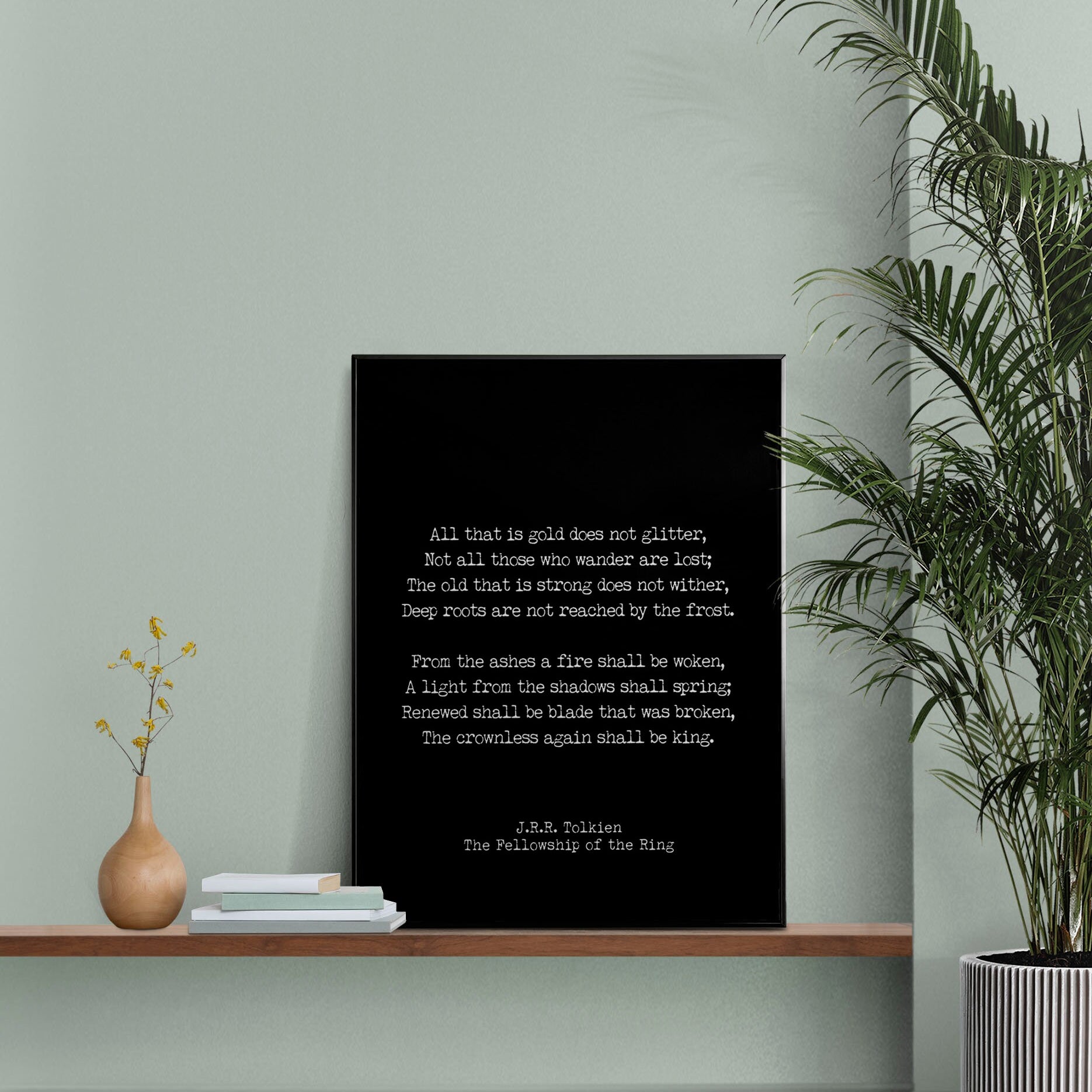 JRR Tolkien Quote, All That Is Gold Does Not Glitter Wall Art Prints, Inspirational Art in Black & White or Vintage Style Art for Wall Decor