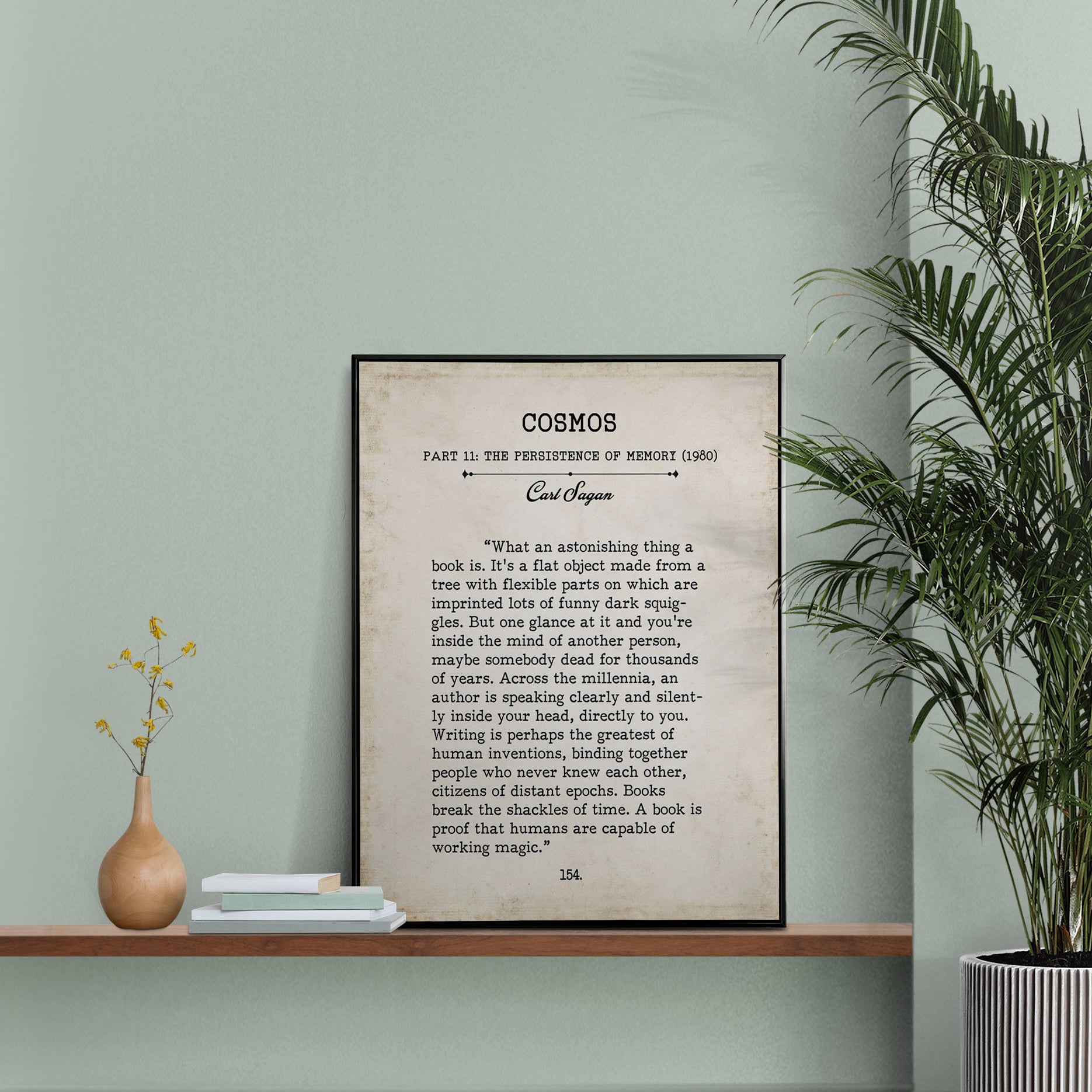Carl Sagan Book Page Inspirational Wall Art, What An Astonishing Thing A Book Is Quote Vintage Style Print Wall Decor
