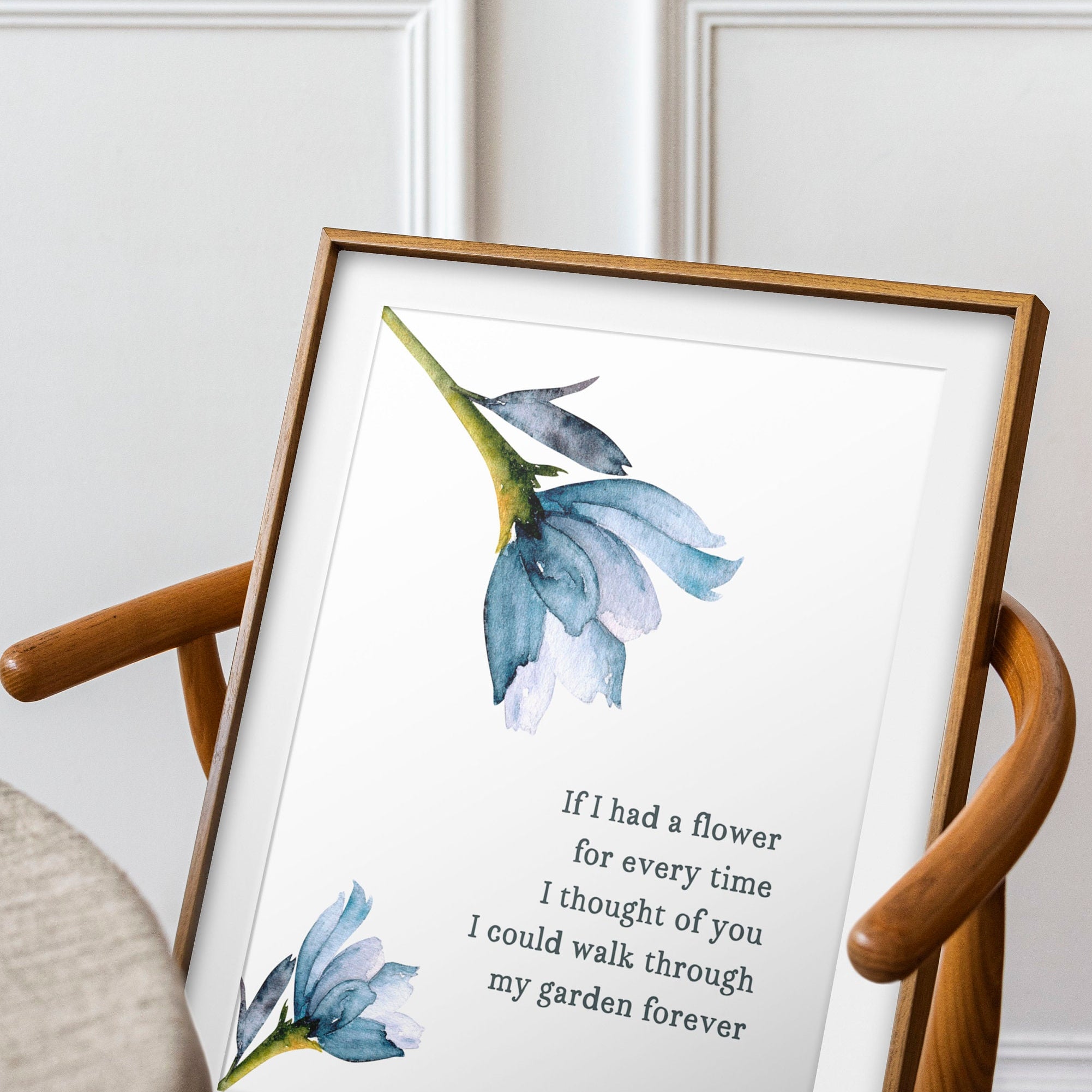 If I Had A Flower For Every Time I Thought Of You Love Quote Print, Alfred Tennyson Inspirational Wall Art Prints, Romantic Bookish Decor