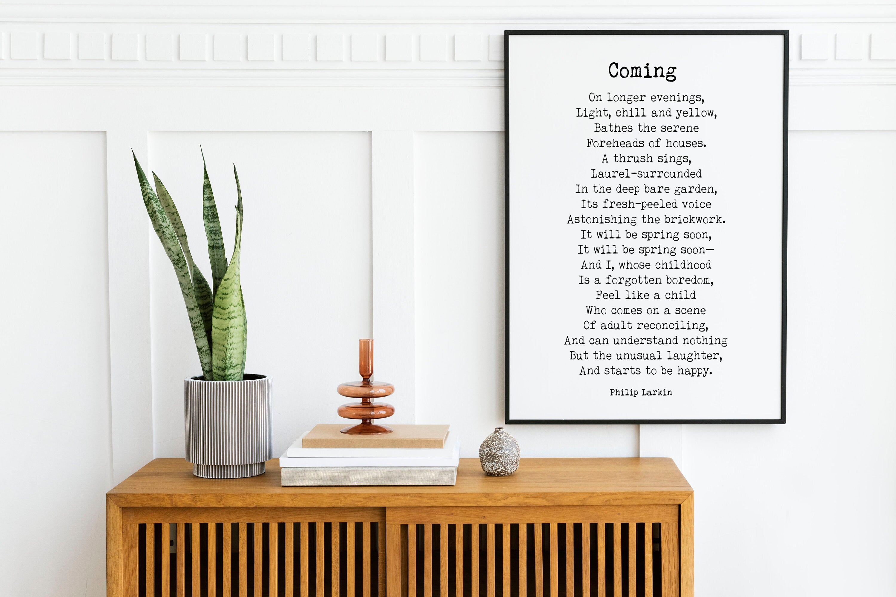 Phillip Larkin Inspirational Print, Coming Poem, Poetry Black & White Art Print, It Will Be Spring Soon Wall Art Unframed and Framed