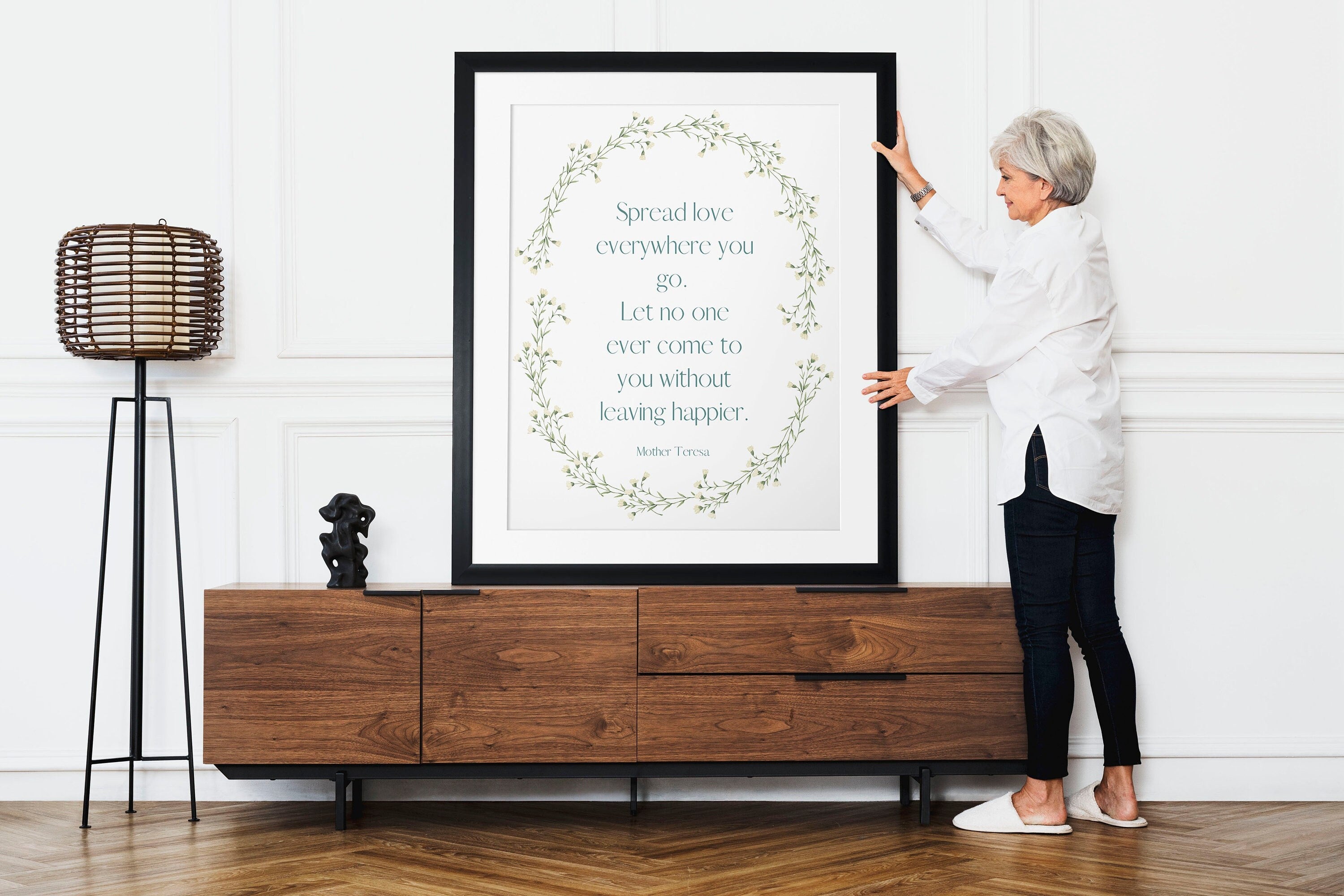 Mother Teresa Inspirational Quote Art Print 'Spread love everywhere you go' Unframed & Framed Wall Art