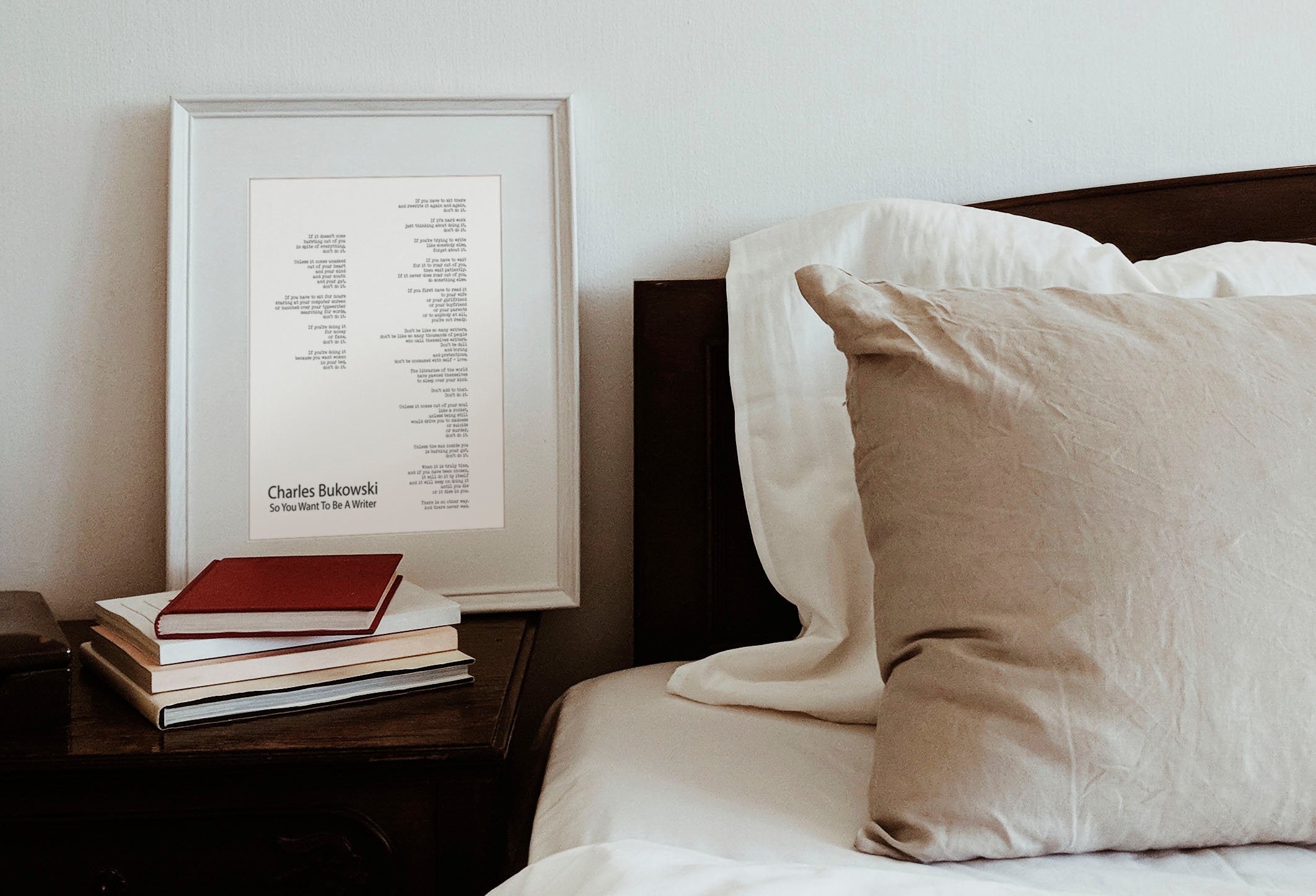 Charles Bukowski Poem Quote Print, Minimalist Black & White Poster Art Print - "So You Want To Be A Writer" Poetry Wall Art