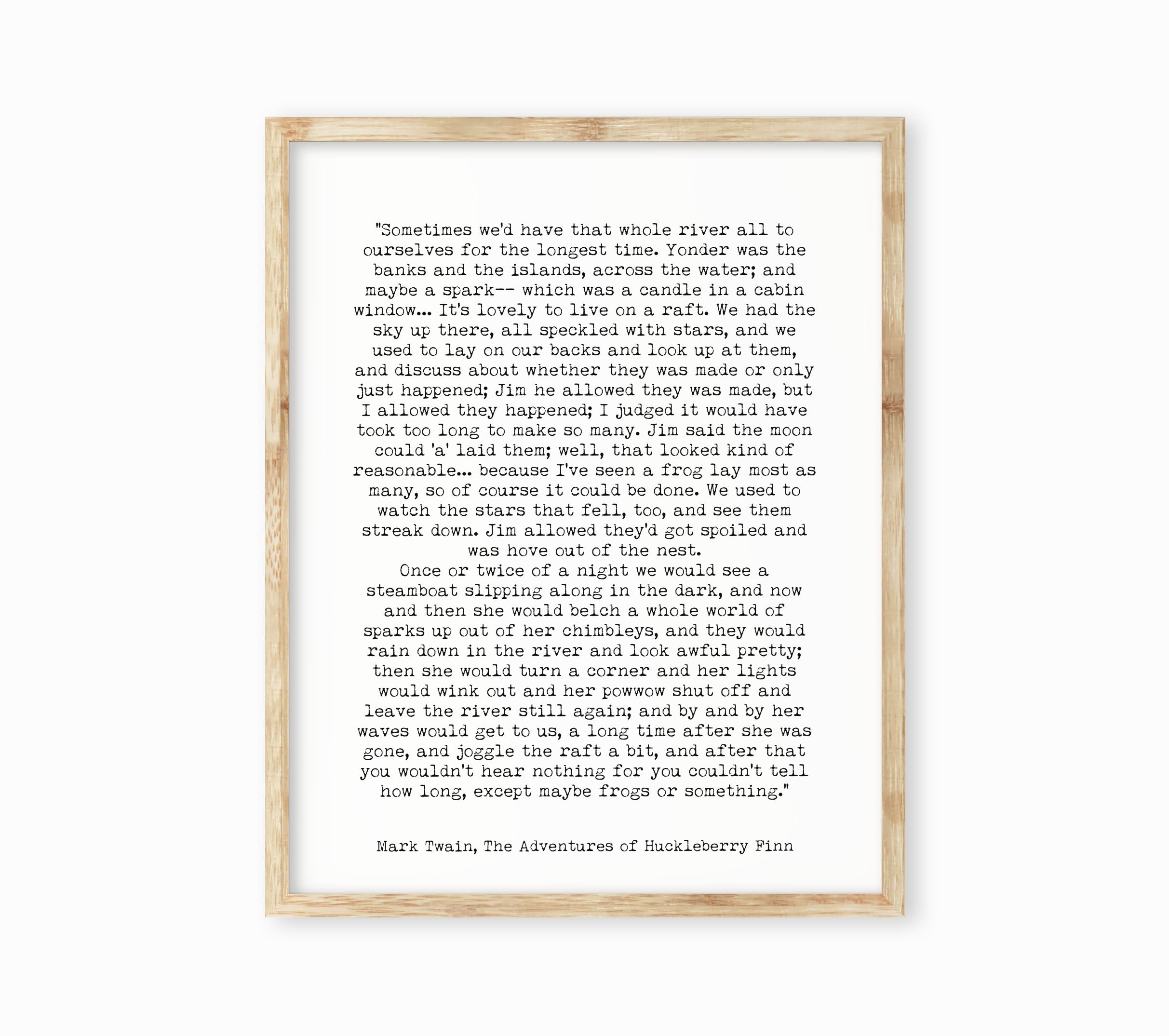 Mark Twain Huckleberry Finn River Quote Print
