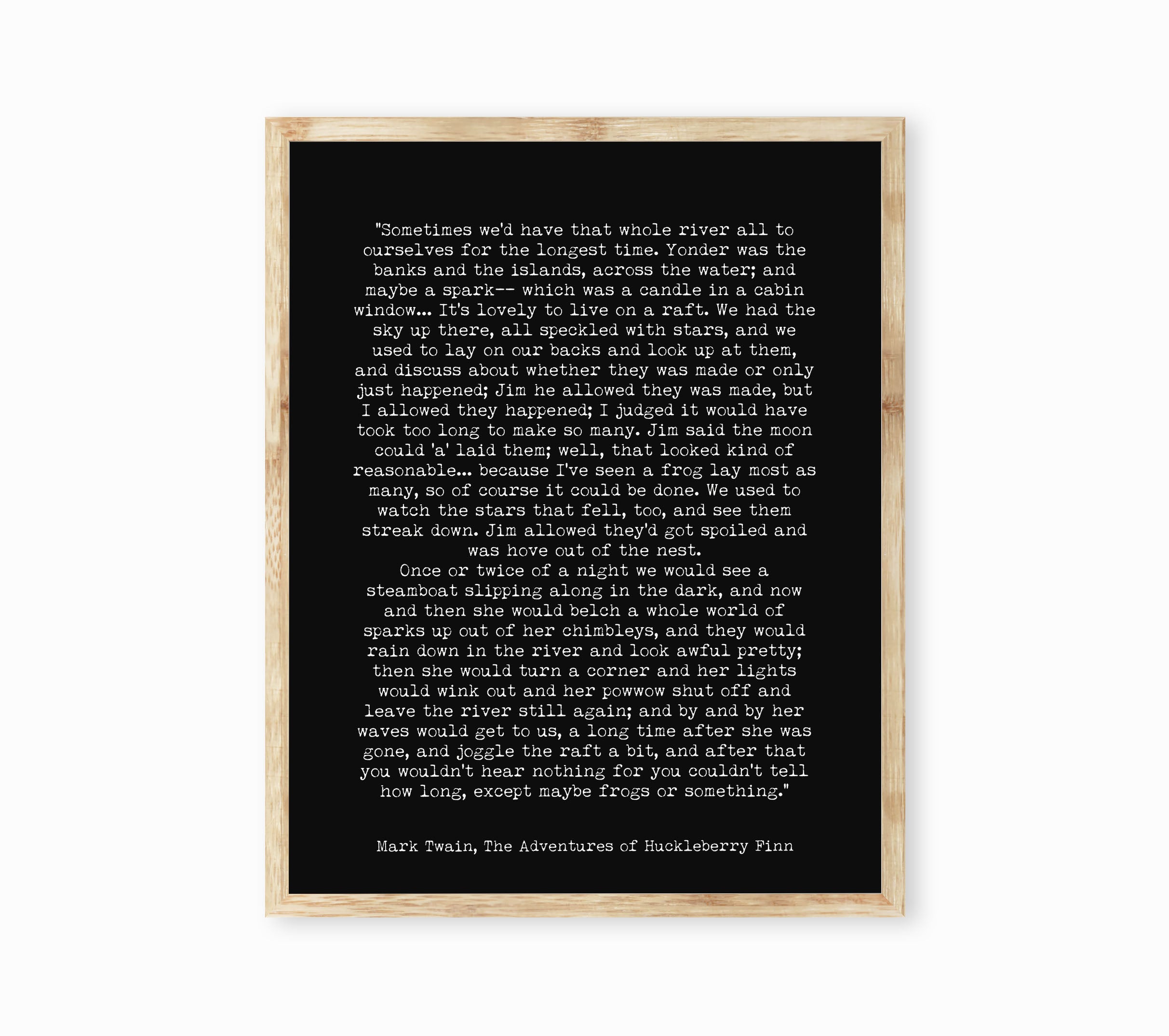 Mark Twain Huckleberry Finn River Quote Print