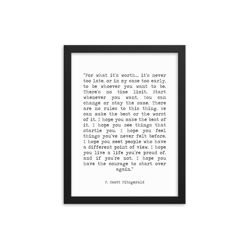 F Scott Fitzgerald Framed Art - BookQuoteDecor