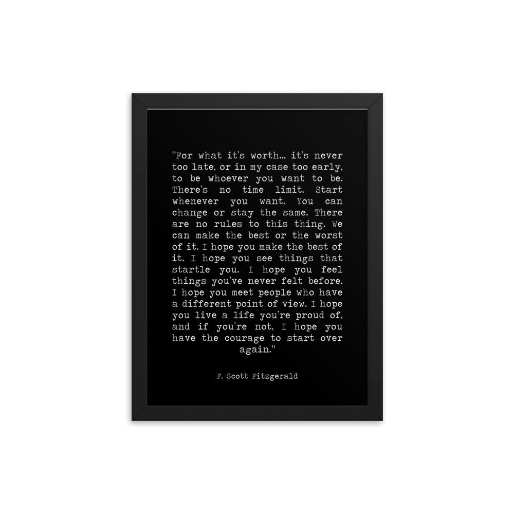 F Scott Fitzgerald Framed Art - BookQuoteDecor