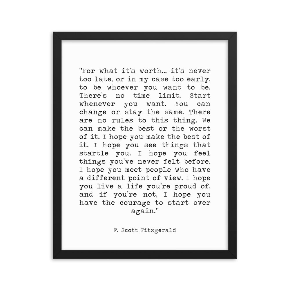 F Scott Fitzgerald Framed Art - BookQuoteDecor