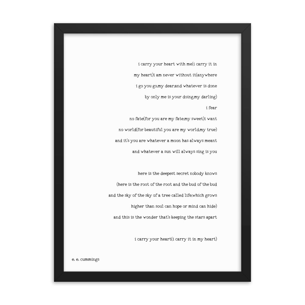 e.e. cummings Print I Carry Your Heart - BookQuoteDecor