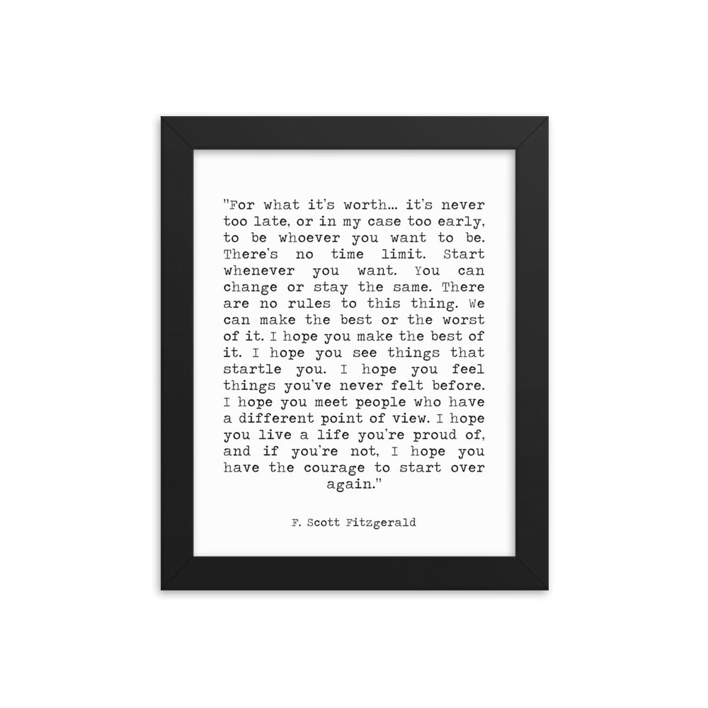 F Scott Fitzgerald Framed Art - BookQuoteDecor