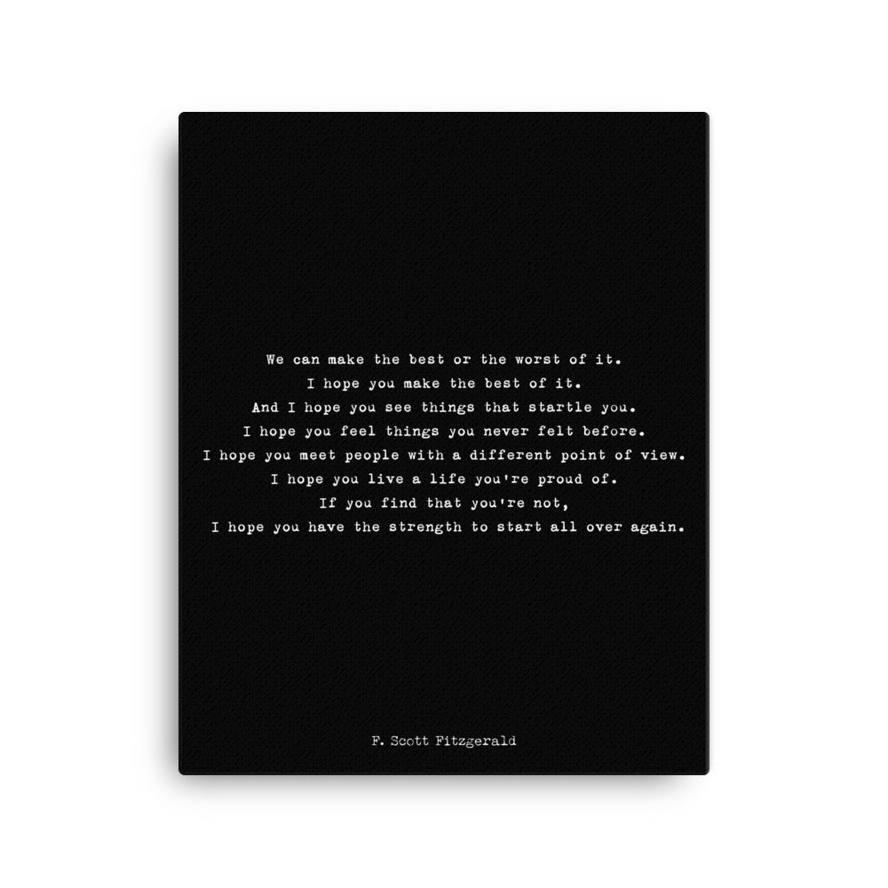 F Scott Fitzgerald Quote Canvas Art - BookQuoteDecor