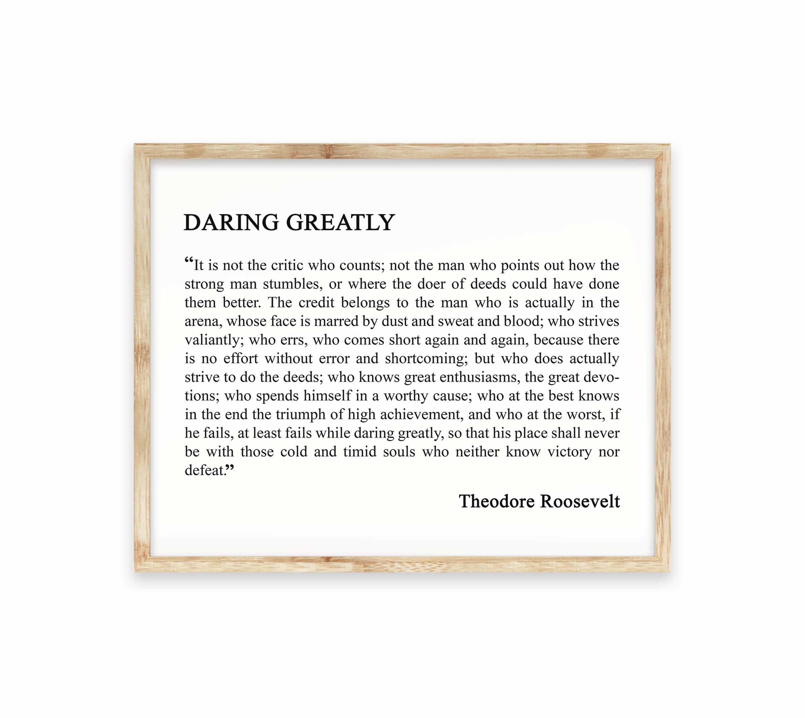 Daring Greatly Theodore Roosevelt Print
