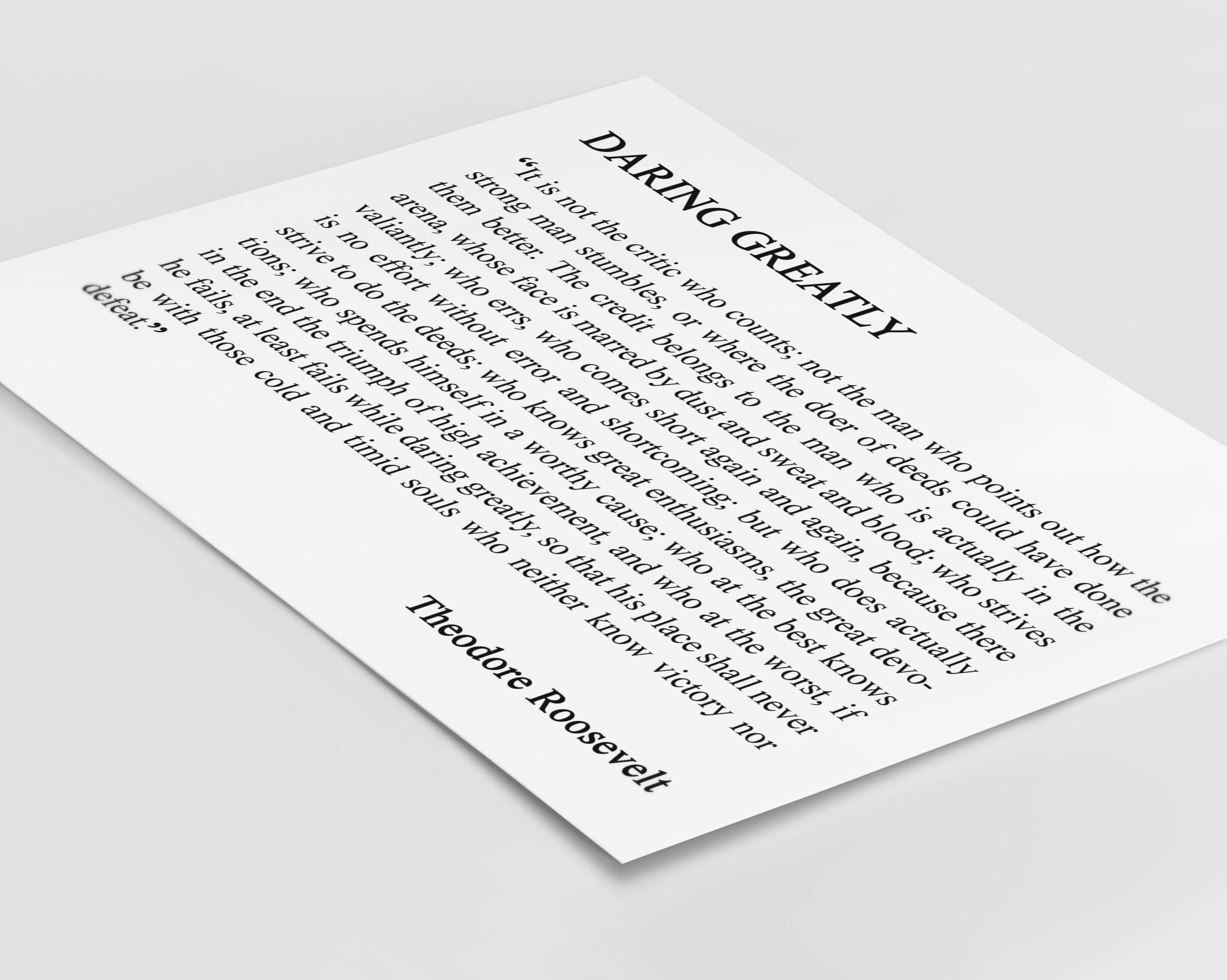 Daring Greatly Theodore Roosevelt Print
