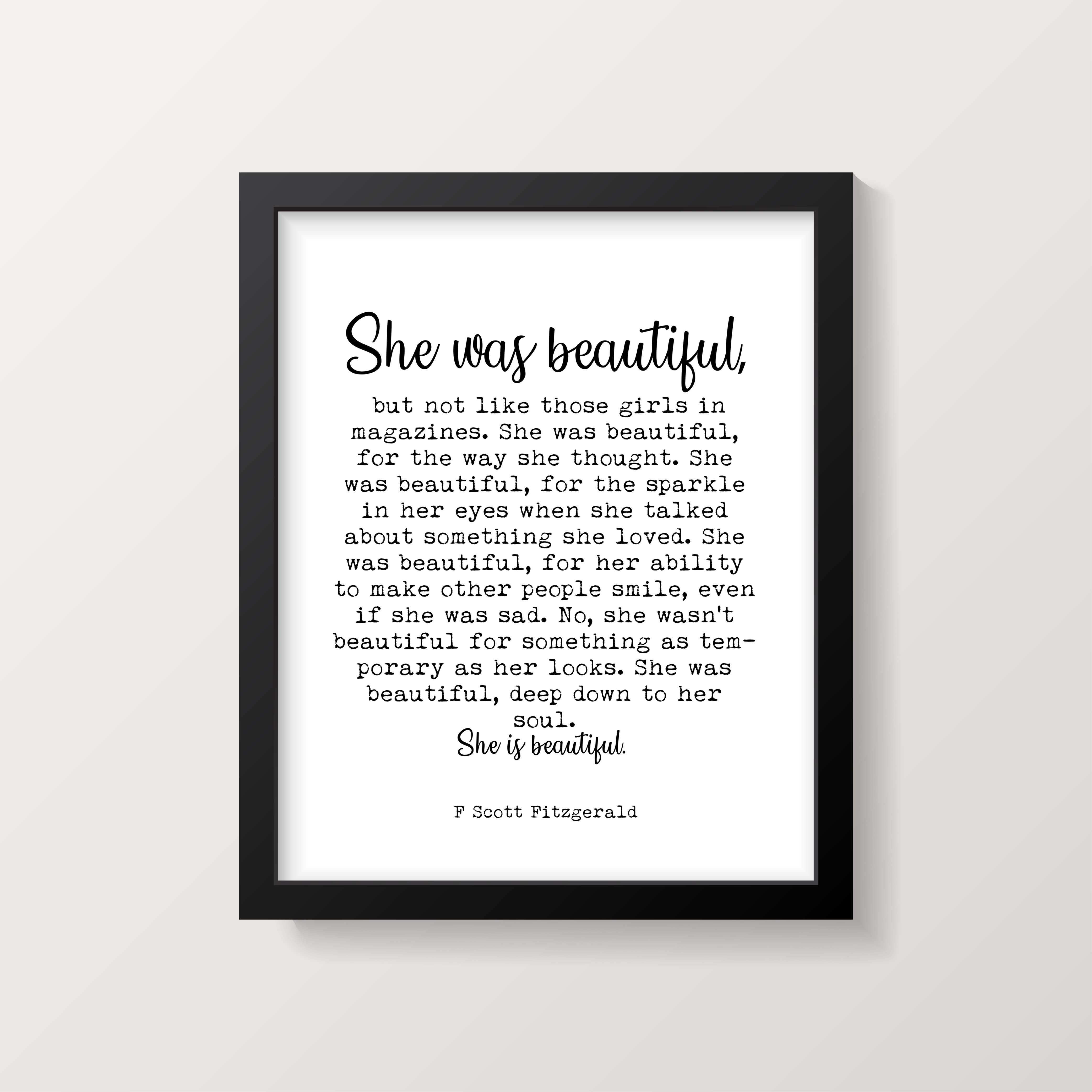 She Was Beautiful F Scott Fitzgerald Print